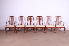 Baker Furniture Queen Anne Carved Mahogany Dining Chairs, Set of Six