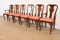 Baker Furniture Queen Anne Carved Mahogany Dining Chairs, Set of Six