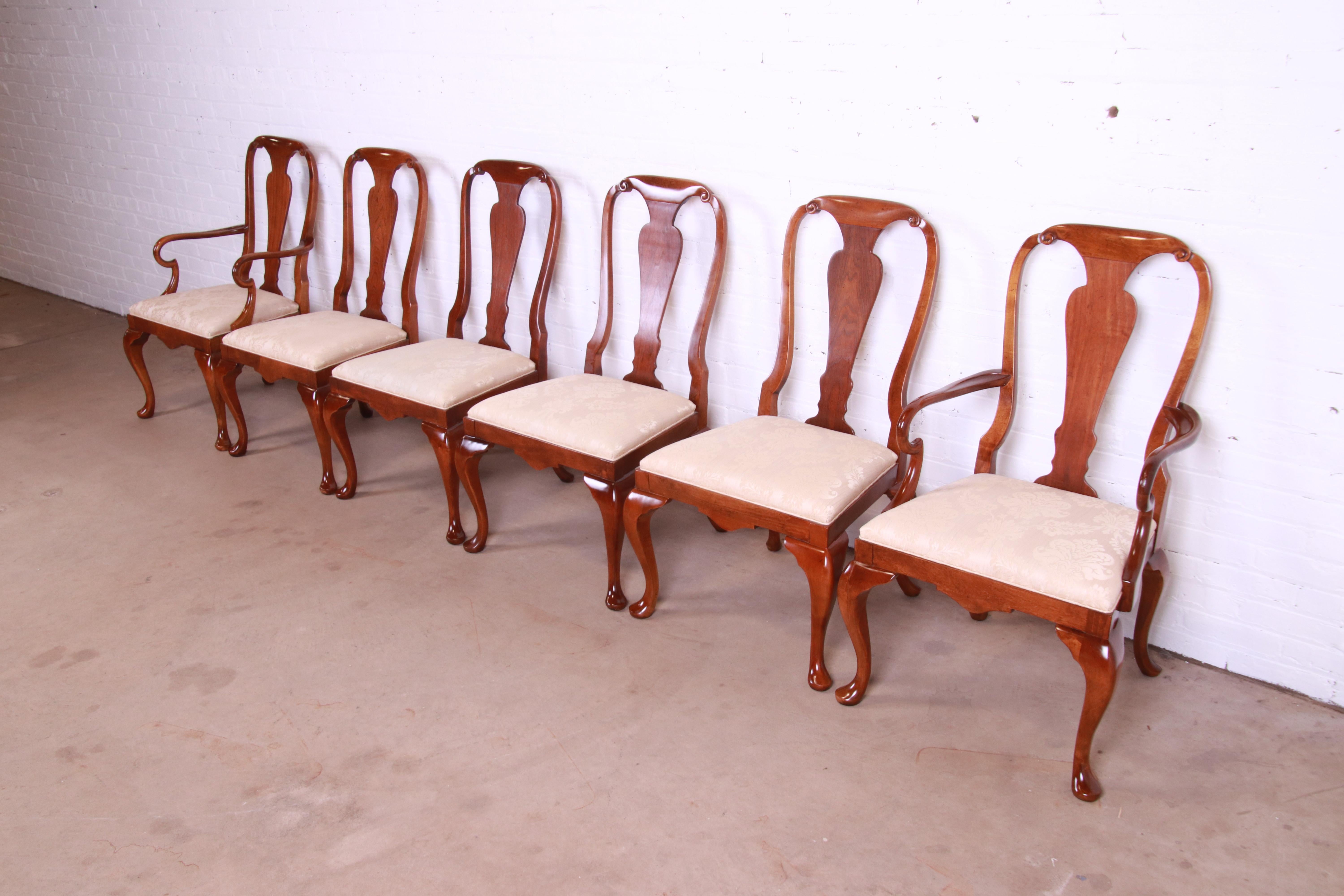 American Baker Furniture Queen Anne Carved Mahogany Dining Chairs, Set of Six For Sale