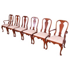 Baker Furniture Queen Anne Carved Mahogany Dining Chairs, Set of Six