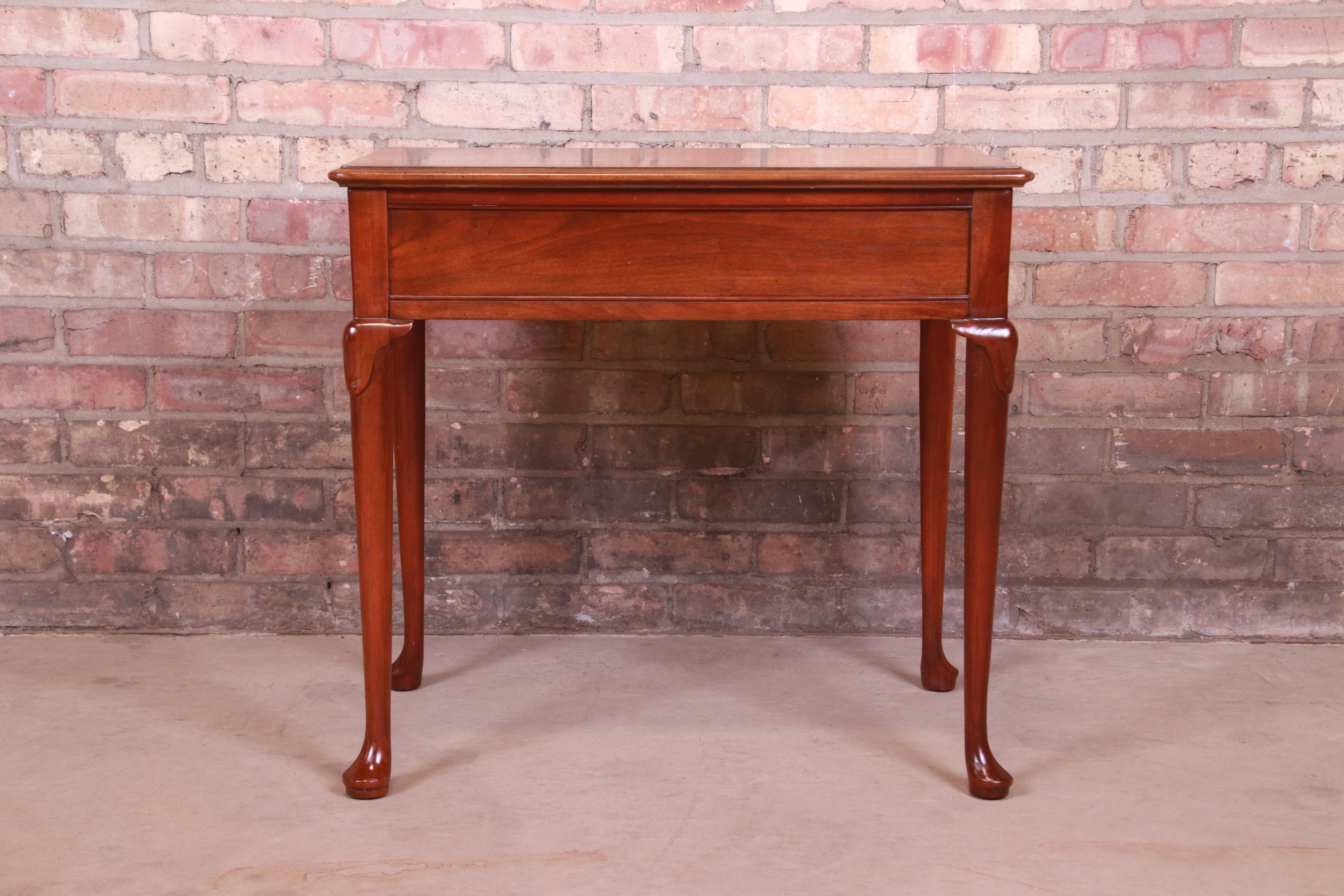 Baker Furniture Queen Anne Walnut and Burl Wood Tea Table 7