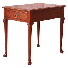 Baker Furniture Queen Anne Walnut and Burl Wood Tea Table
