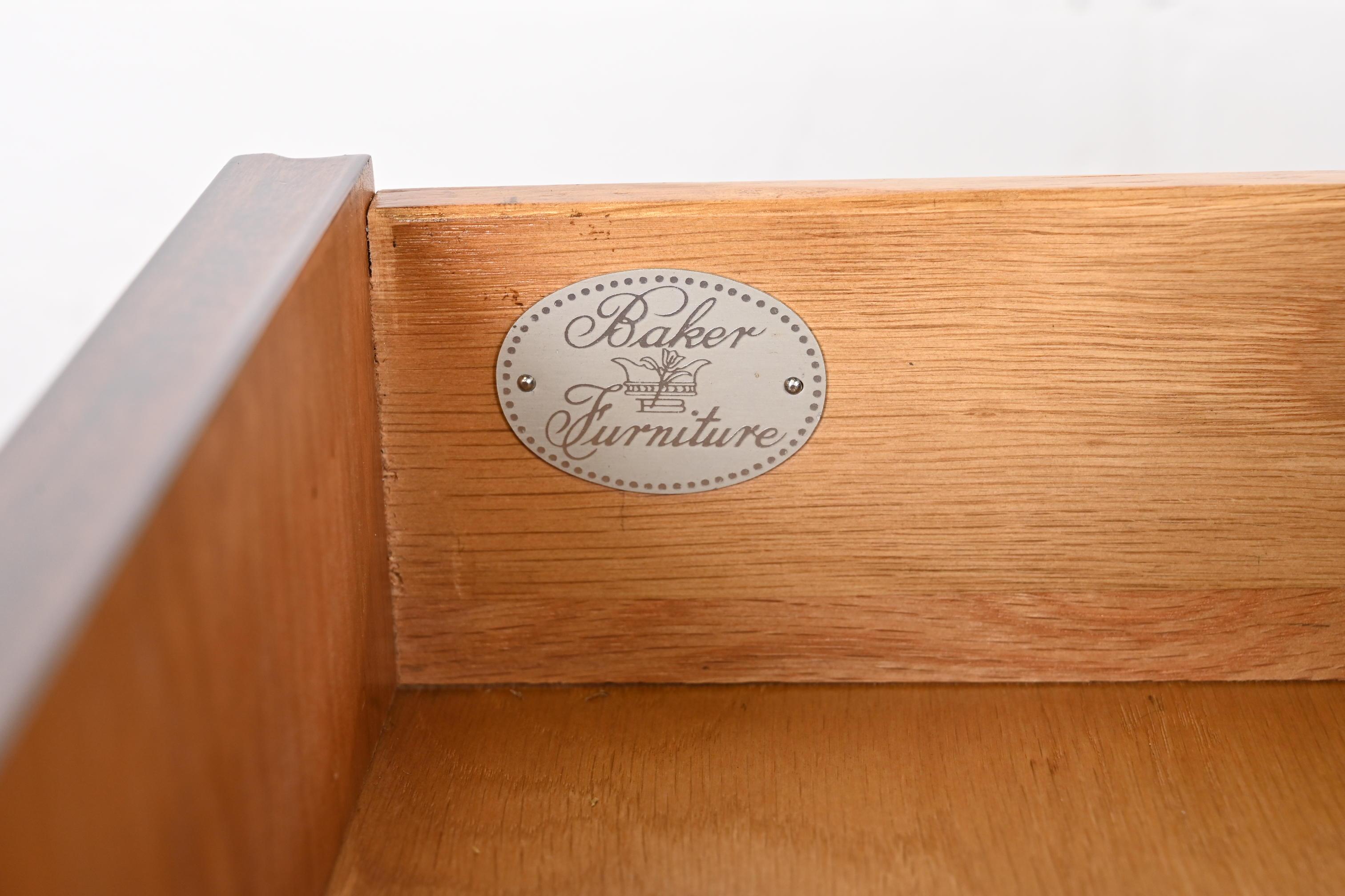 Baker Furniture Queen Anne Walnut and Burl Wood Writing Desk, Newly Refinished 6