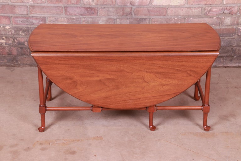 Baker Furniture Queen Anne Walnut Drop Leaf Coffee Table, Newly