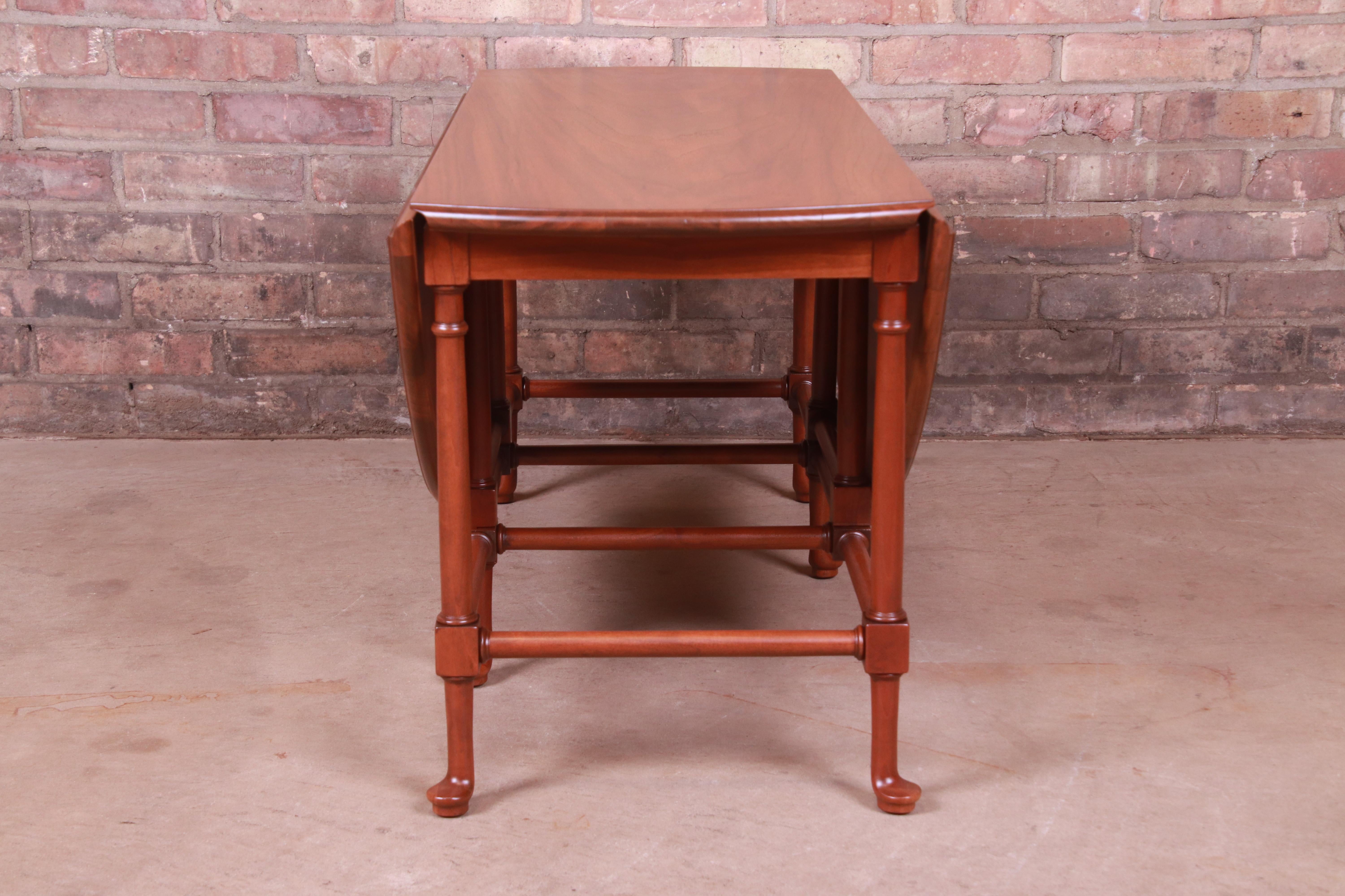 American Baker Furniture Queen Anne Walnut Drop Leaf Coffee Table, Newly Refinished For Sale