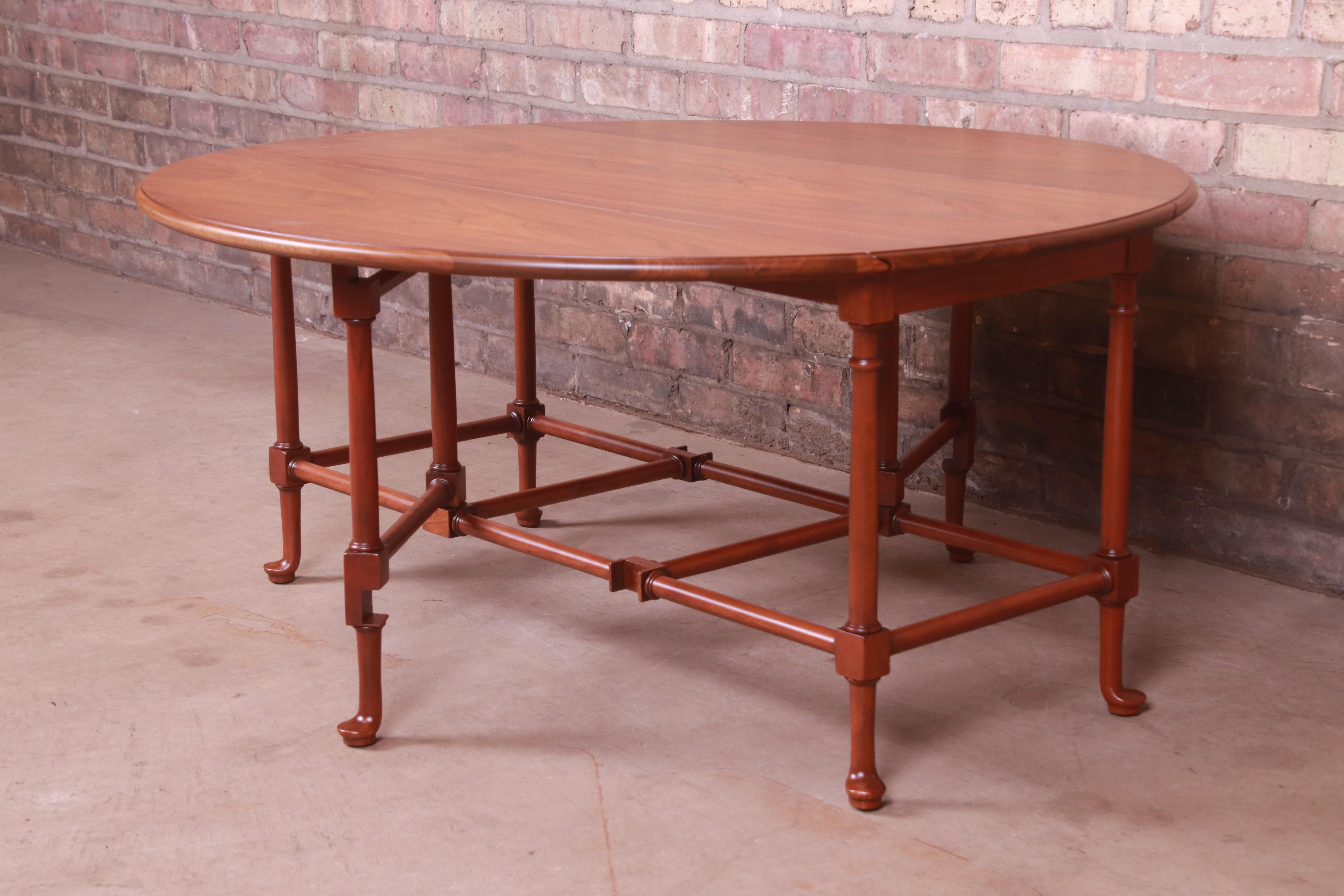 Baker Furniture Queen Anne Walnut Drop Leaf Coffee Table, Newly Refinished For Sale 1