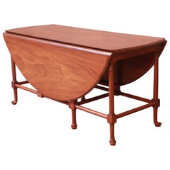 Baker Furniture Queen Anne Walnut Drop Leaf Coffee Table, Newly Refinished