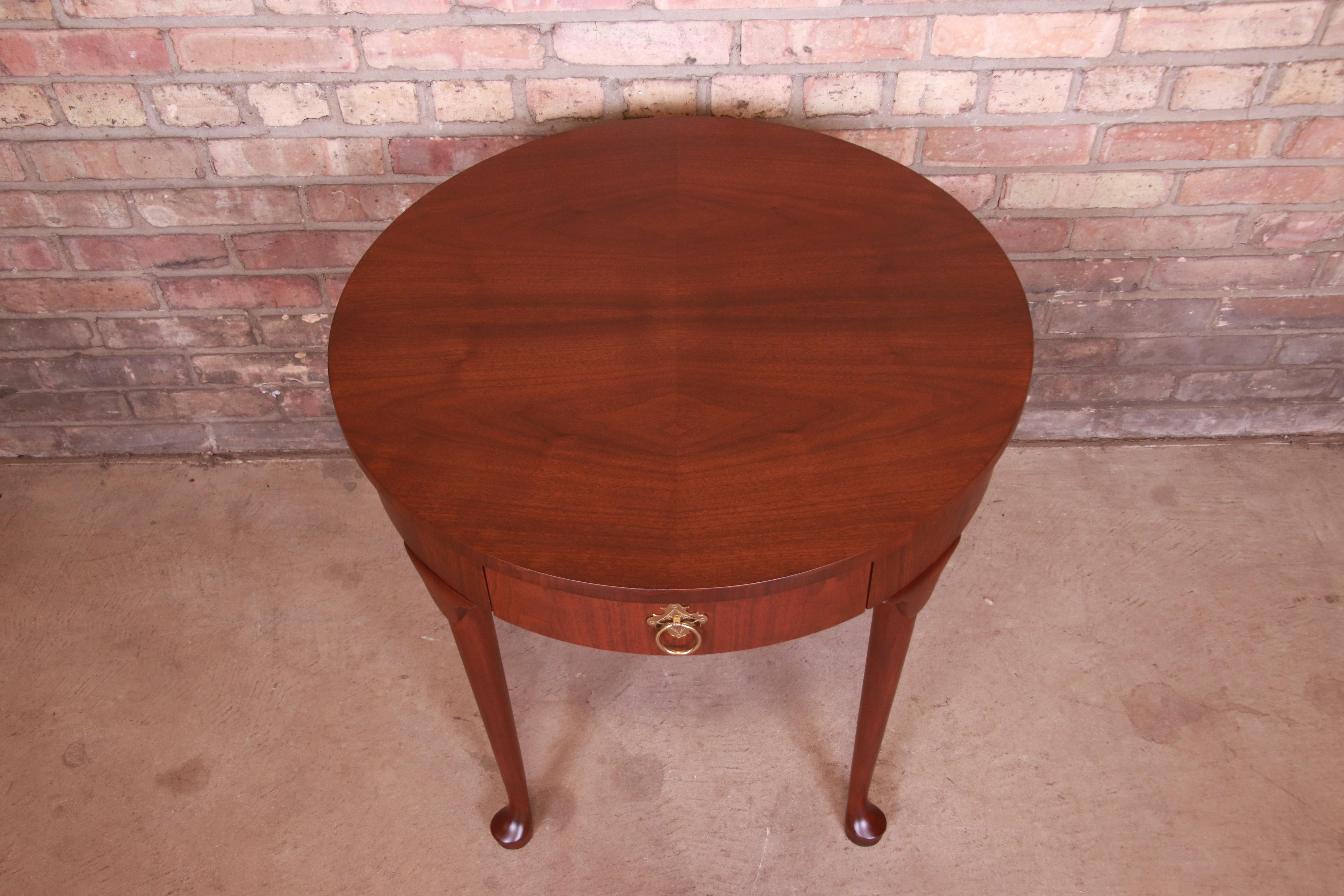 Baker Furniture Queen Anne Walnut Tea Table, Newly Refinished For Sale 6