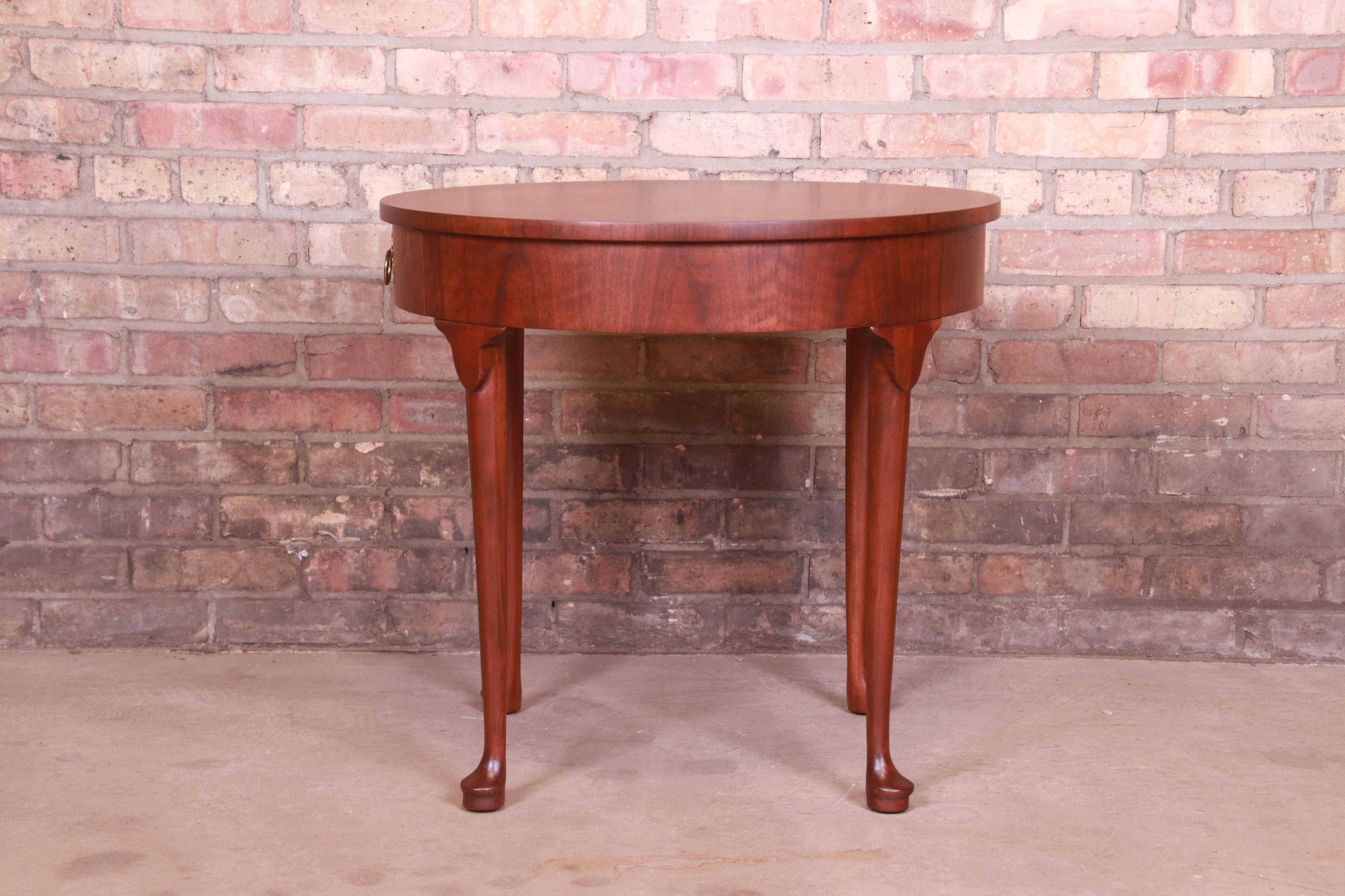 Baker Furniture Queen Anne Walnut Tea Table, Newly Refinished For Sale 7