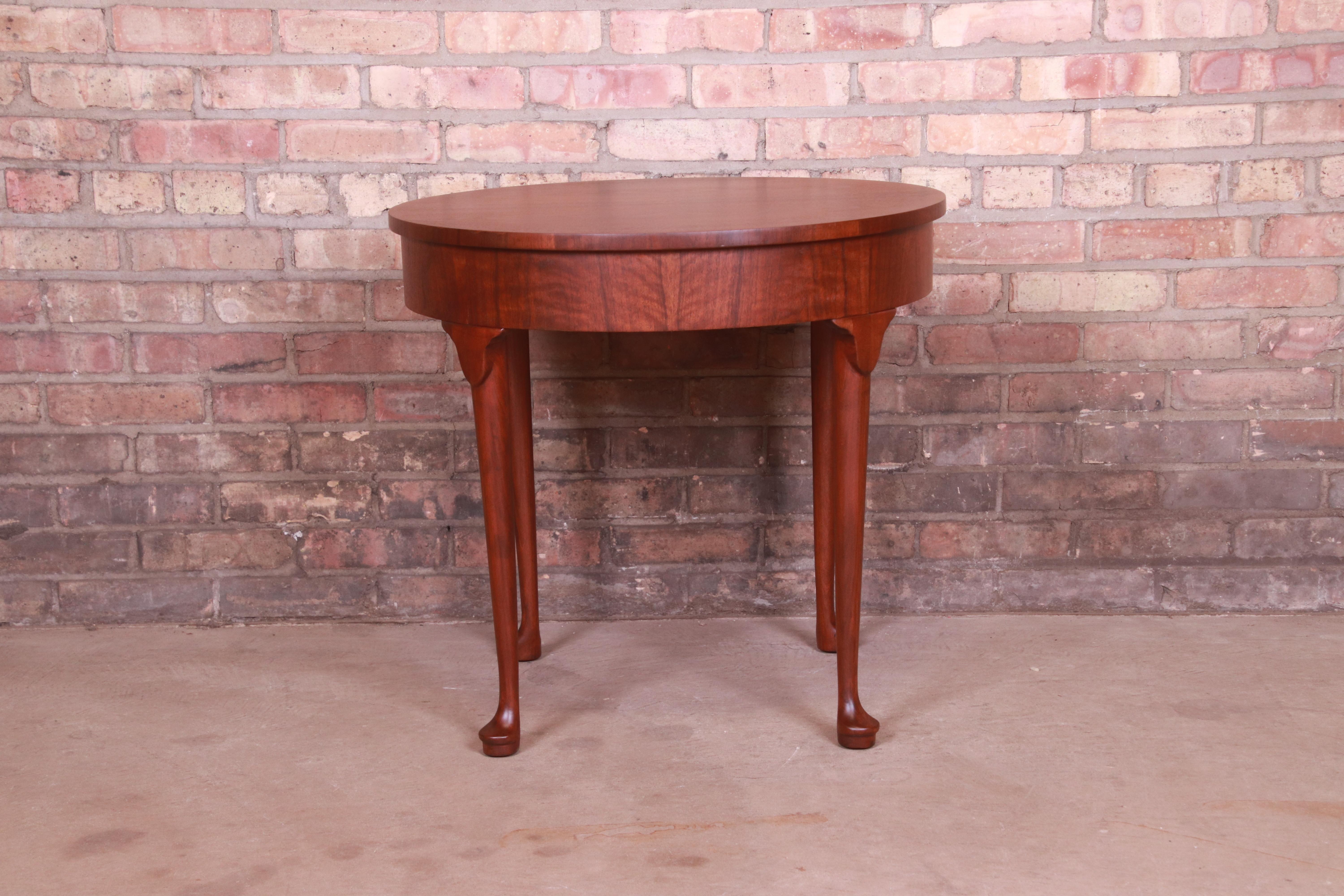 Baker Furniture Queen Anne Walnut Tea Table, Newly Refinished For Sale 8