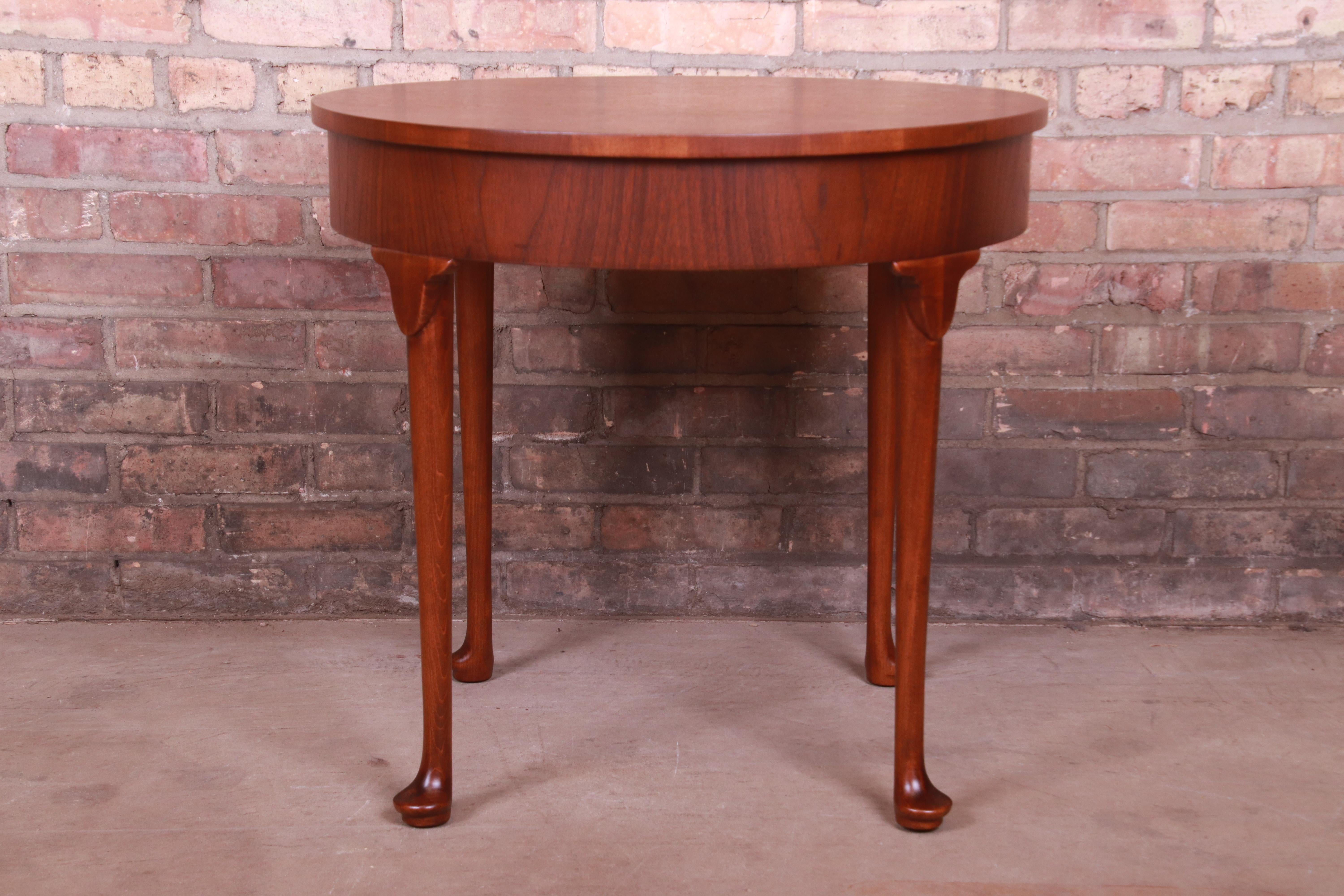 Baker Furniture Queen Anne Walnut Tea Table, Newly Refinished For Sale 8