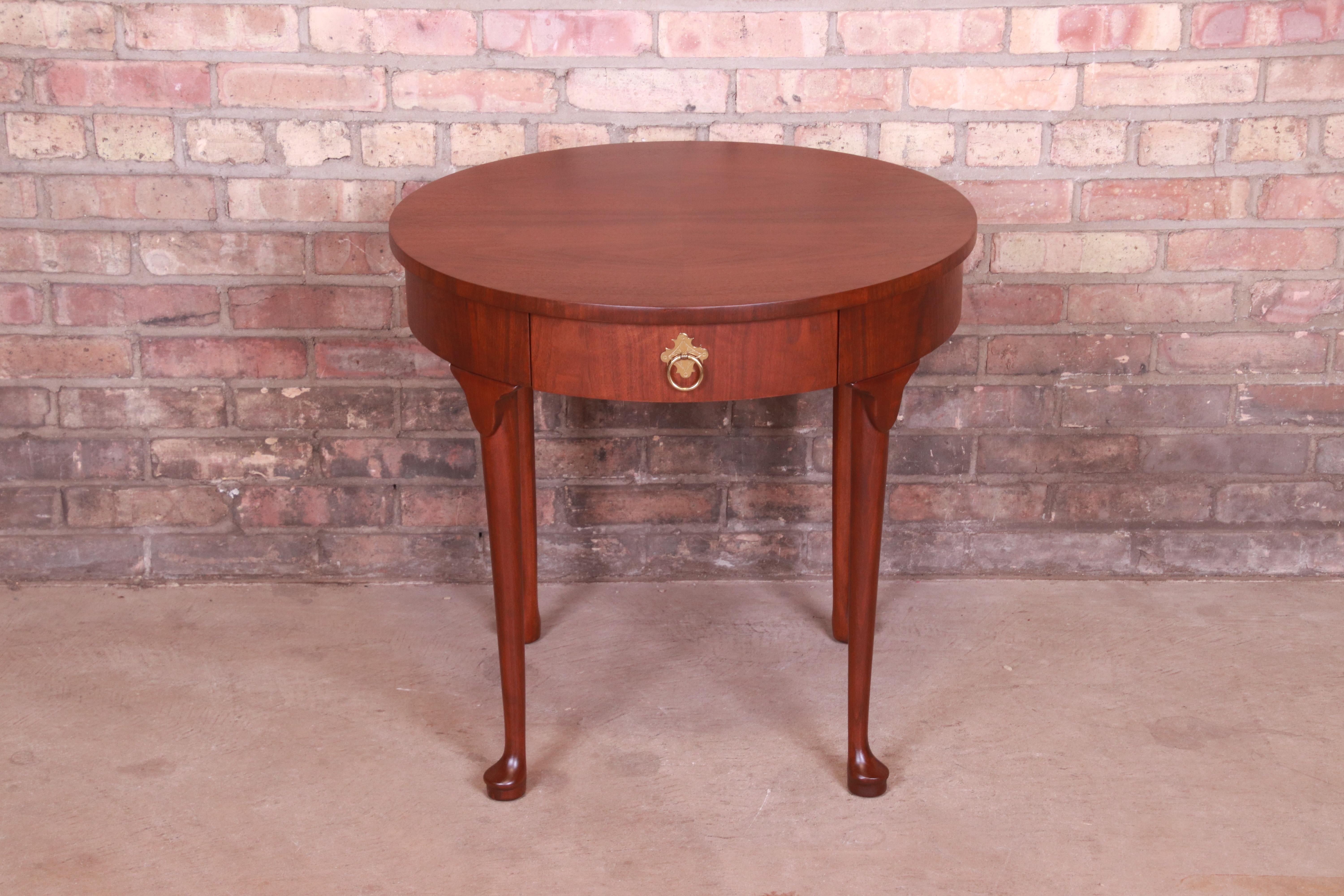 American Baker Furniture Queen Anne Walnut Tea Table, Newly Refinished For Sale