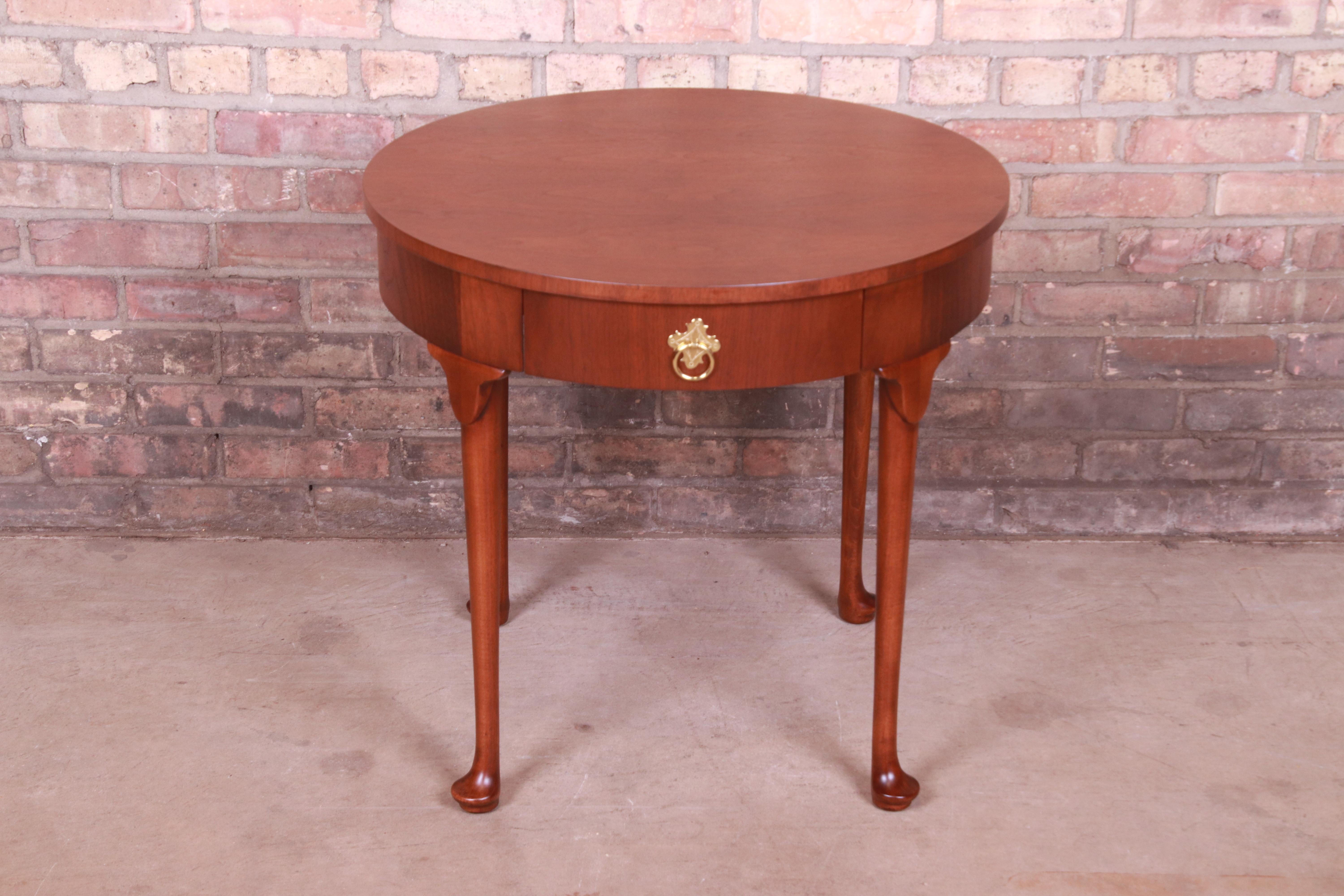 American Baker Furniture Queen Anne Walnut Tea Table, Newly Refinished For Sale