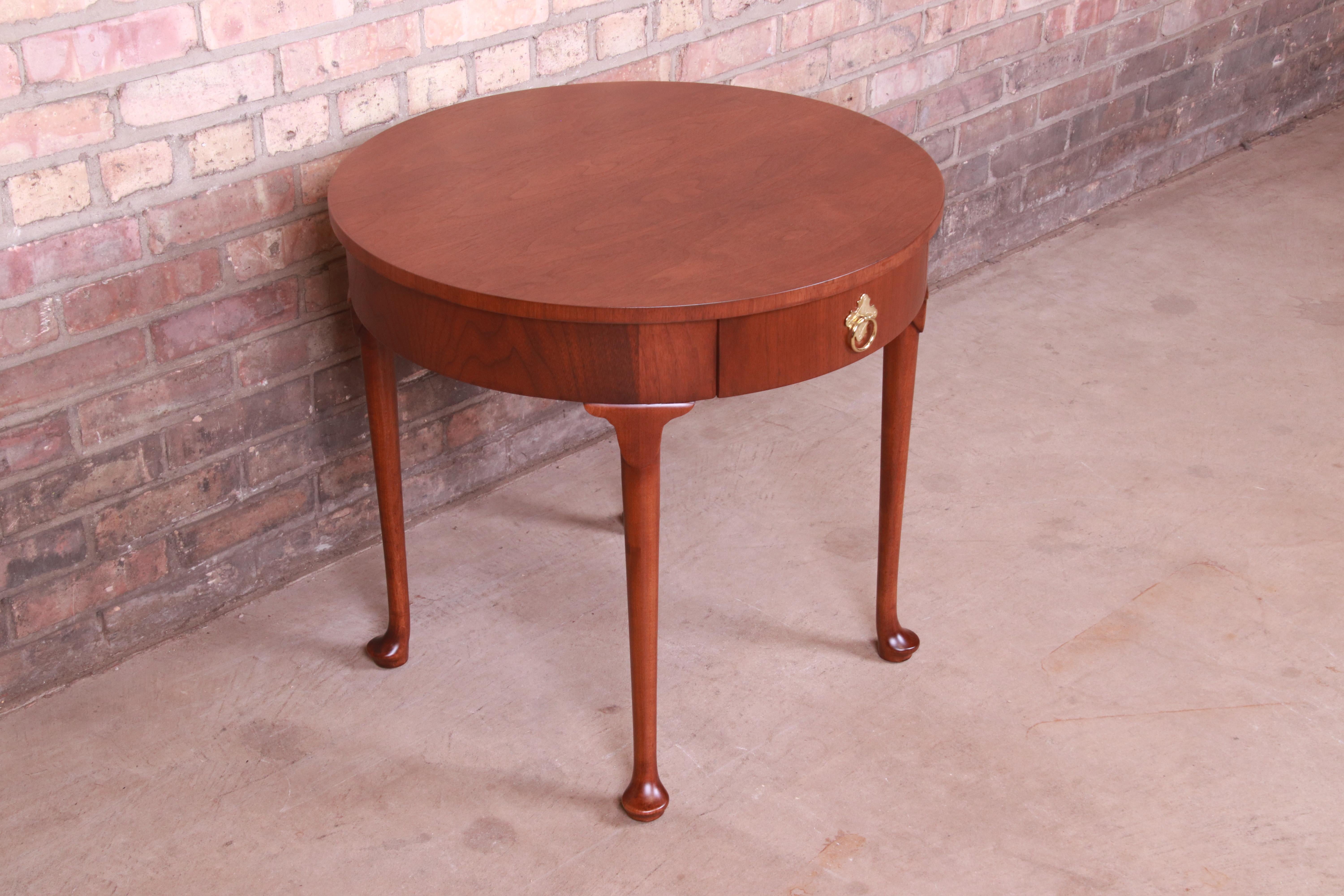 20th Century Baker Furniture Queen Anne Walnut Tea Table, Newly Refinished For Sale