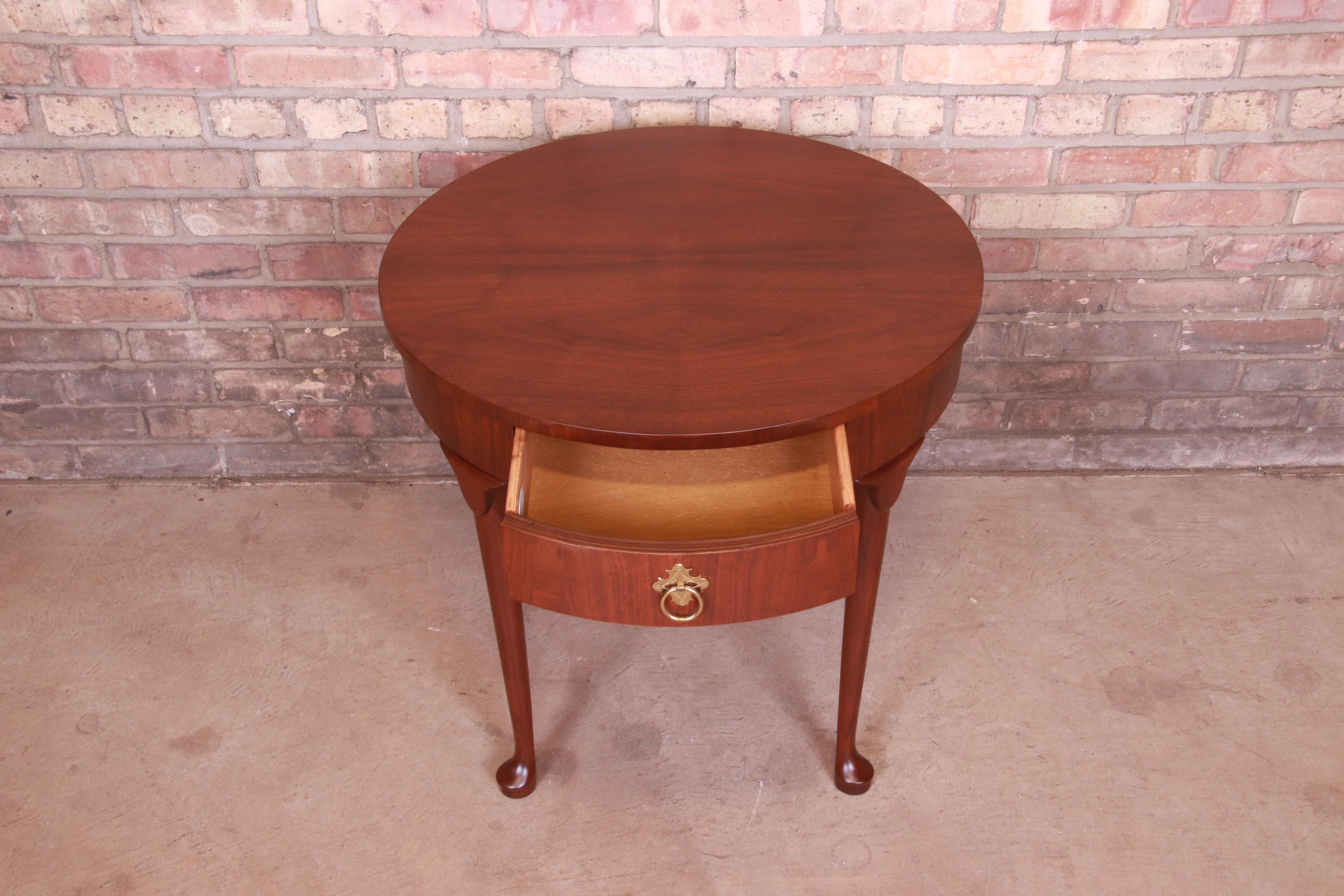 Baker Furniture Queen Anne Walnut Tea Table, Newly Refinished For Sale 1