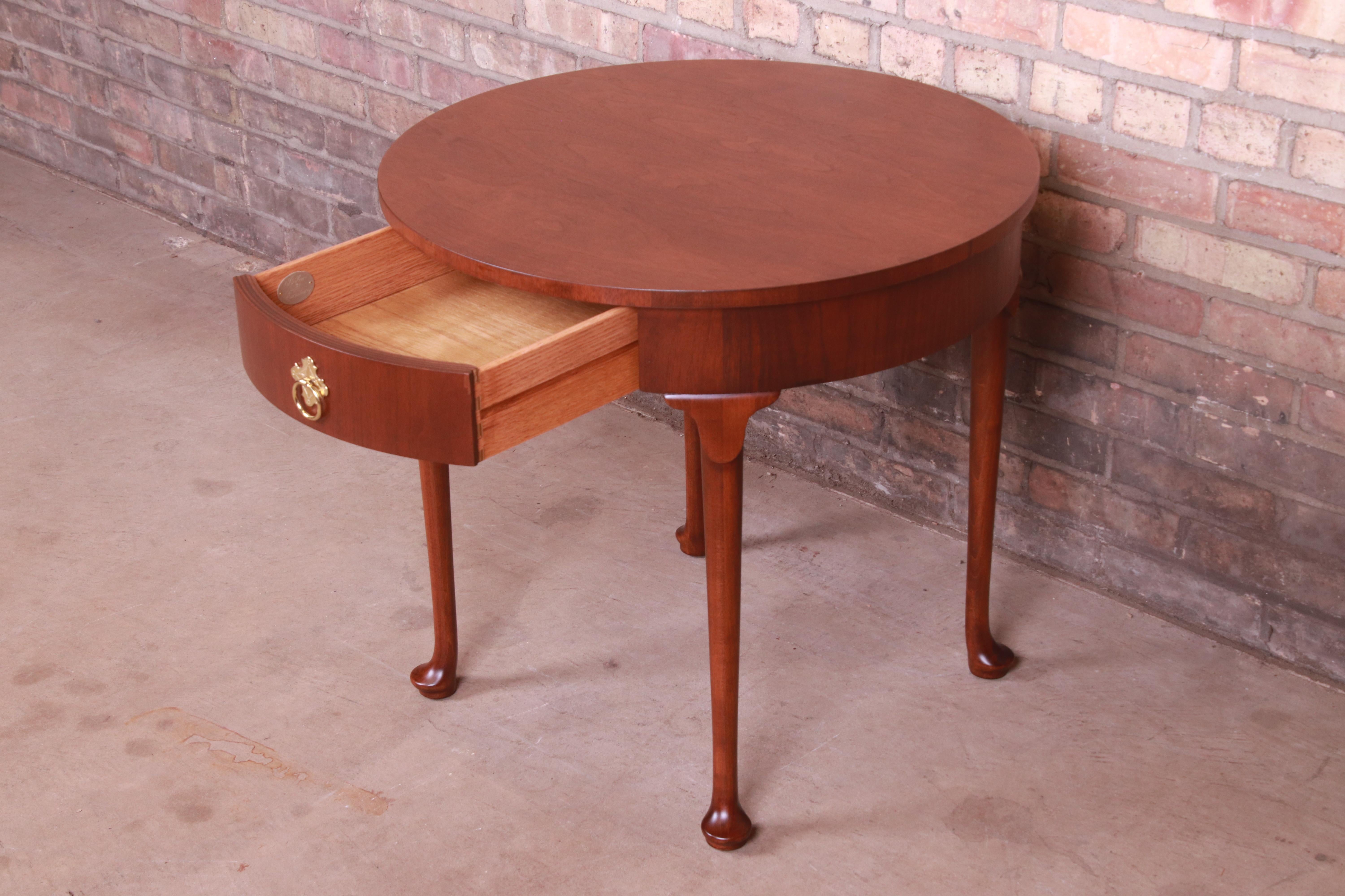 Baker Furniture Queen Anne Walnut Tea Table, Newly Refinished For Sale 1
