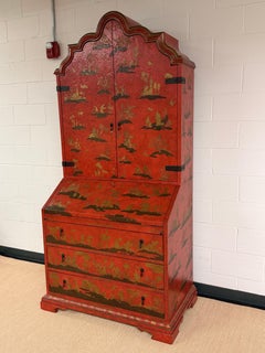 Baker Furniture Red Lacquered Chinoiserie Secretary From Their McMillen Collecti
