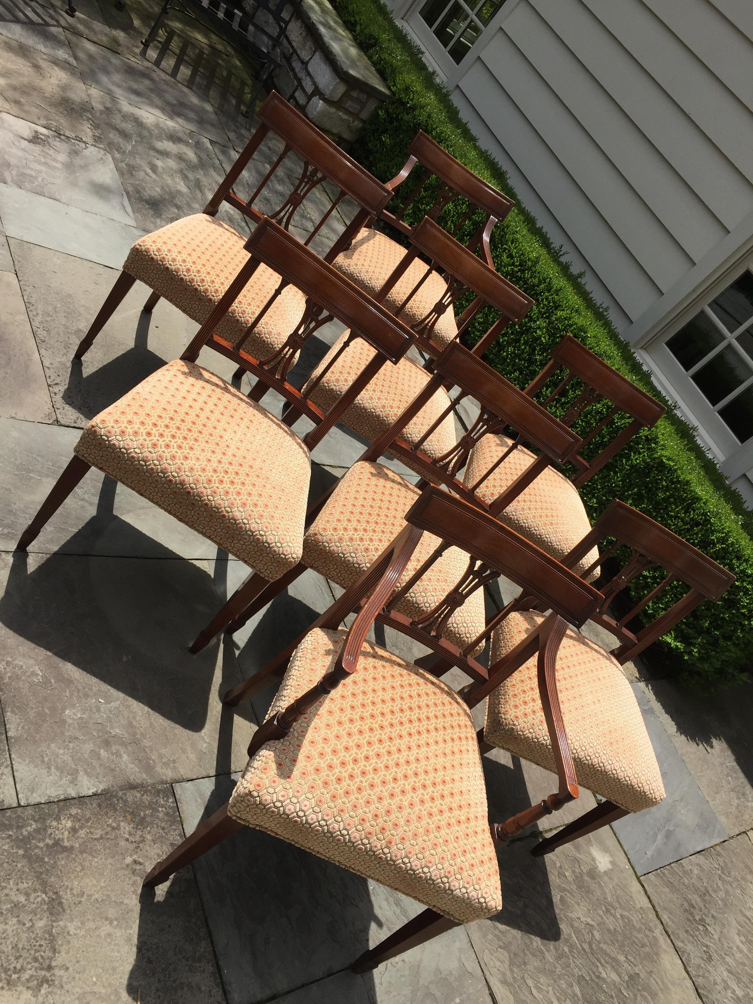 Hand-Crafted Baker Furniture Regency 20th Century Velvet Upholstered Dining Chairs