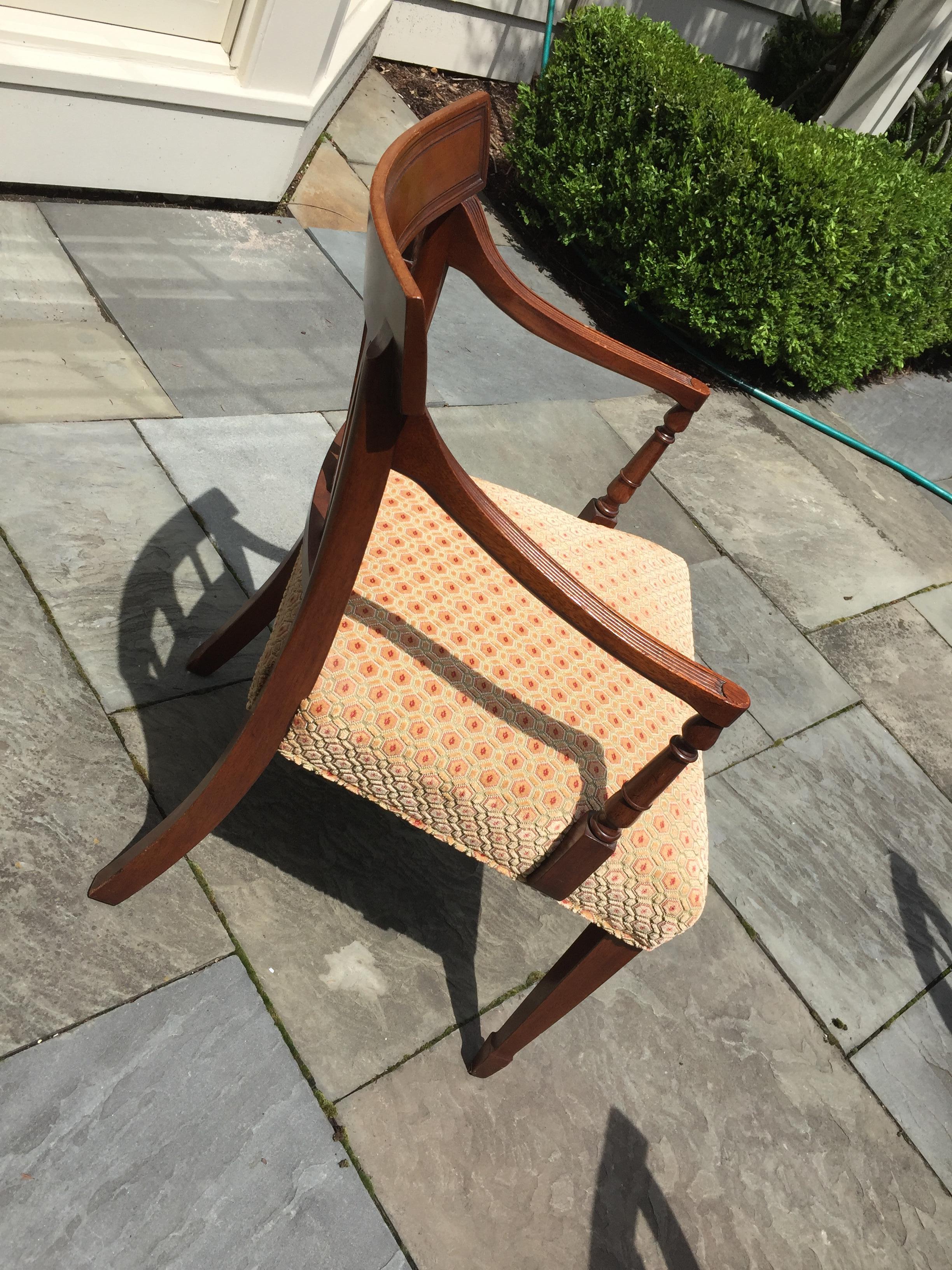 Baker Furniture Regency 20th Century Velvet Upholstered Dining Chairs In Good Condition In Chicago, IL