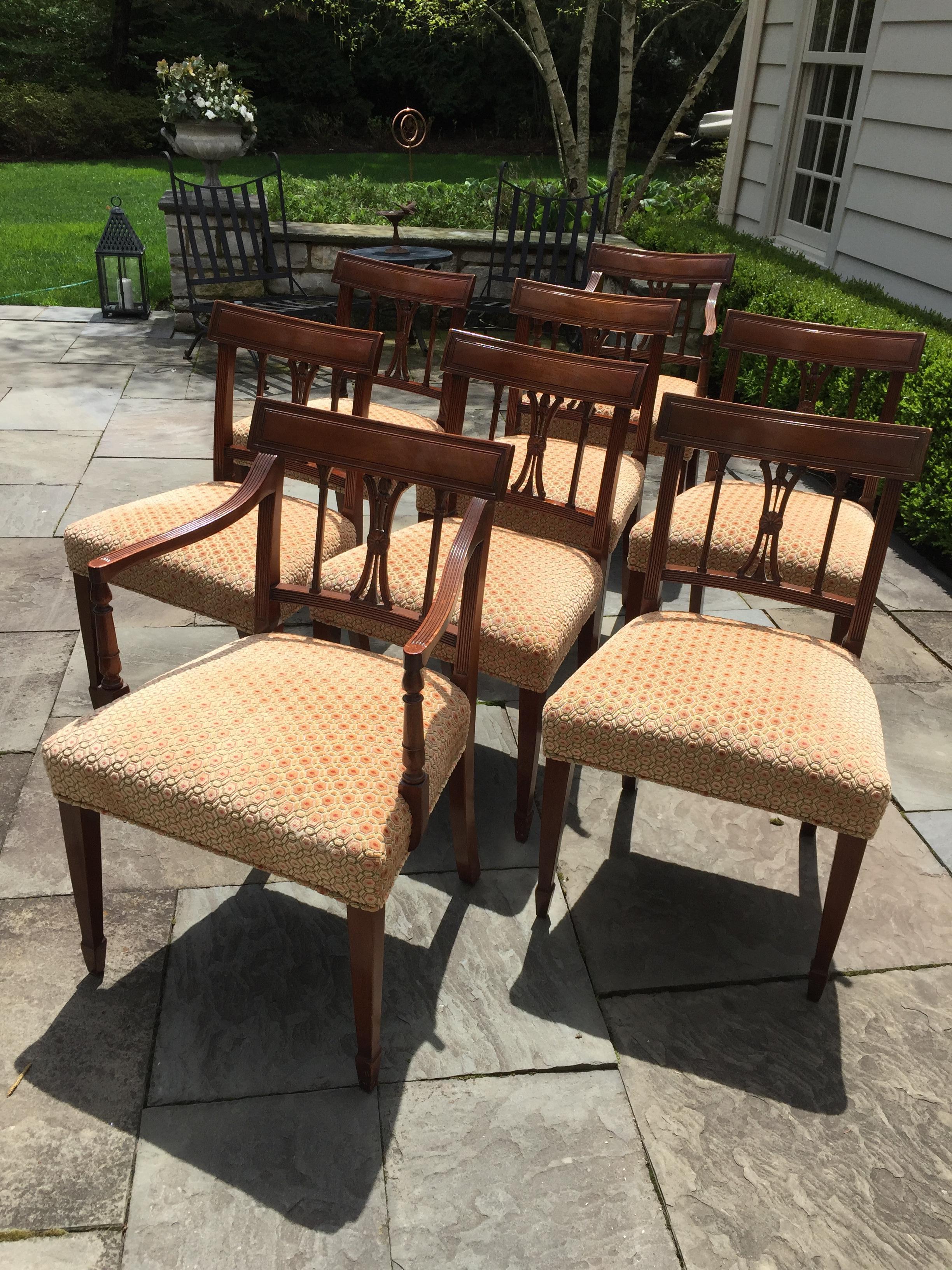 Baker Furniture Regency 20th Century Velvet Upholstered Dining Chairs 1