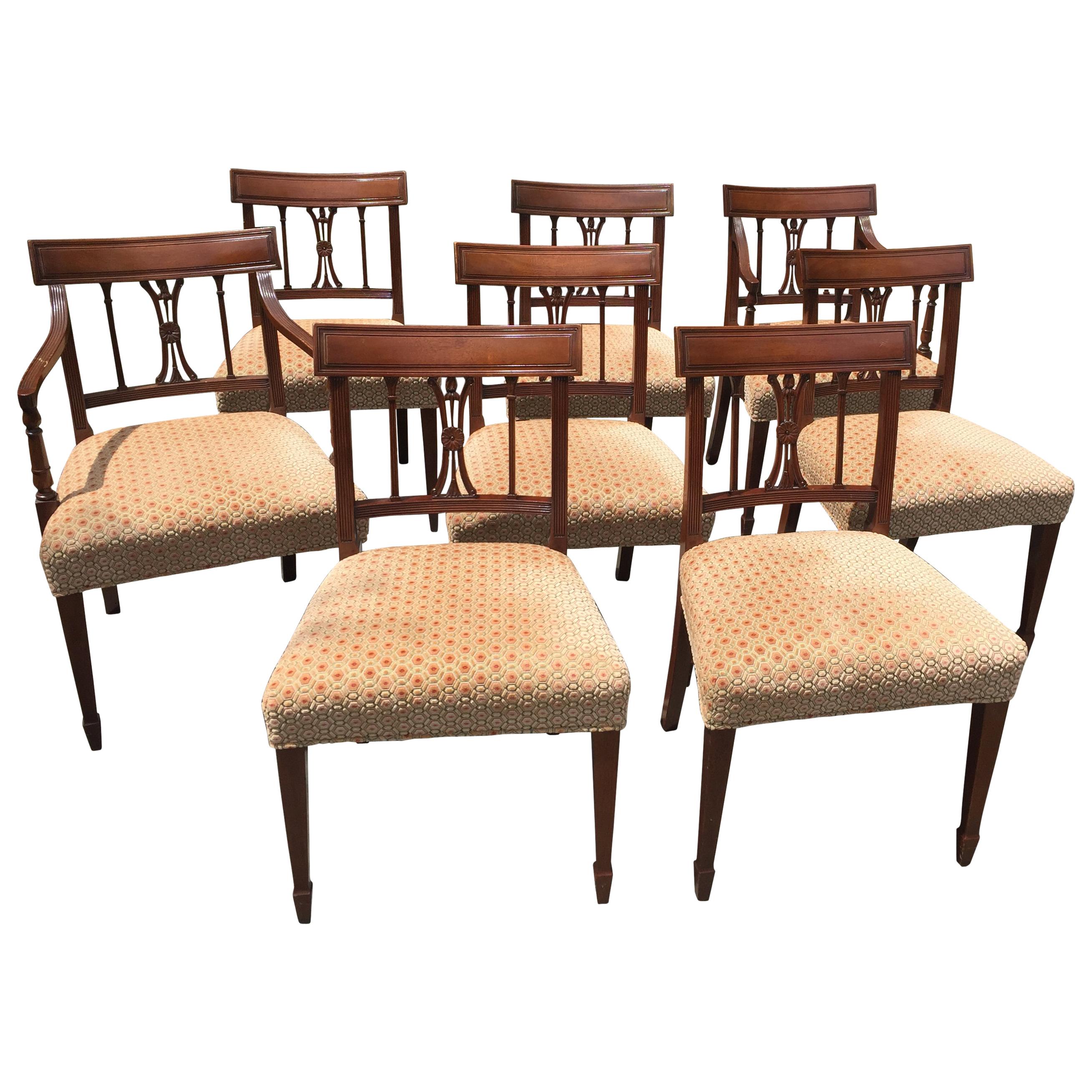 Baker Furniture Regency 20th Century Velvet Upholstered Dining Chairs