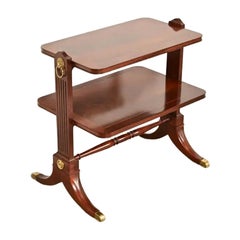 Baker Furniture Regency Banded Flame Mahogany Two-Tier Tea Table