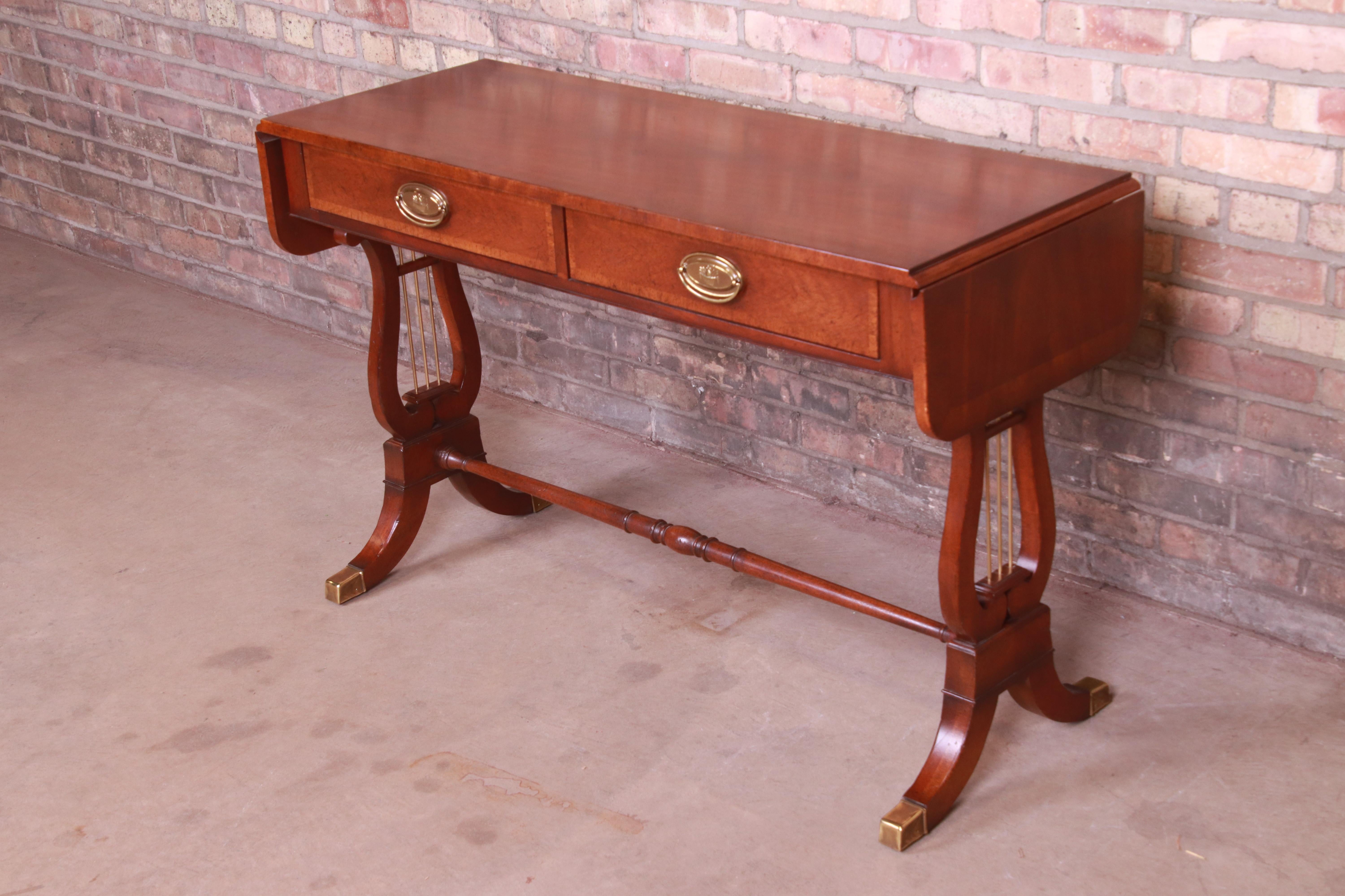 Baker Furniture Regency Banded Mahogany Sofa Table or Console In Good Condition In South Bend, IN