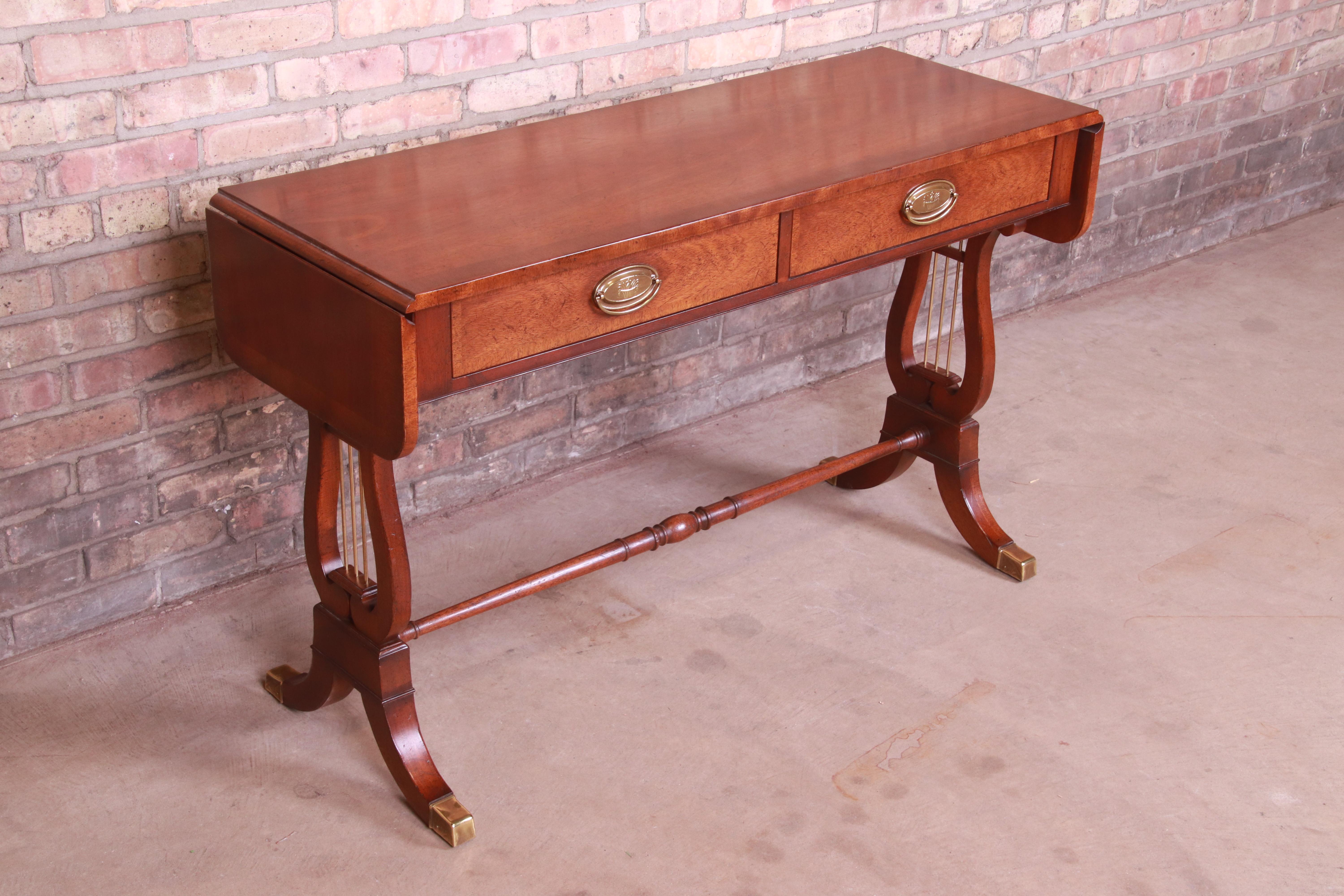 20th Century Baker Furniture Regency Banded Mahogany Sofa Table or Console