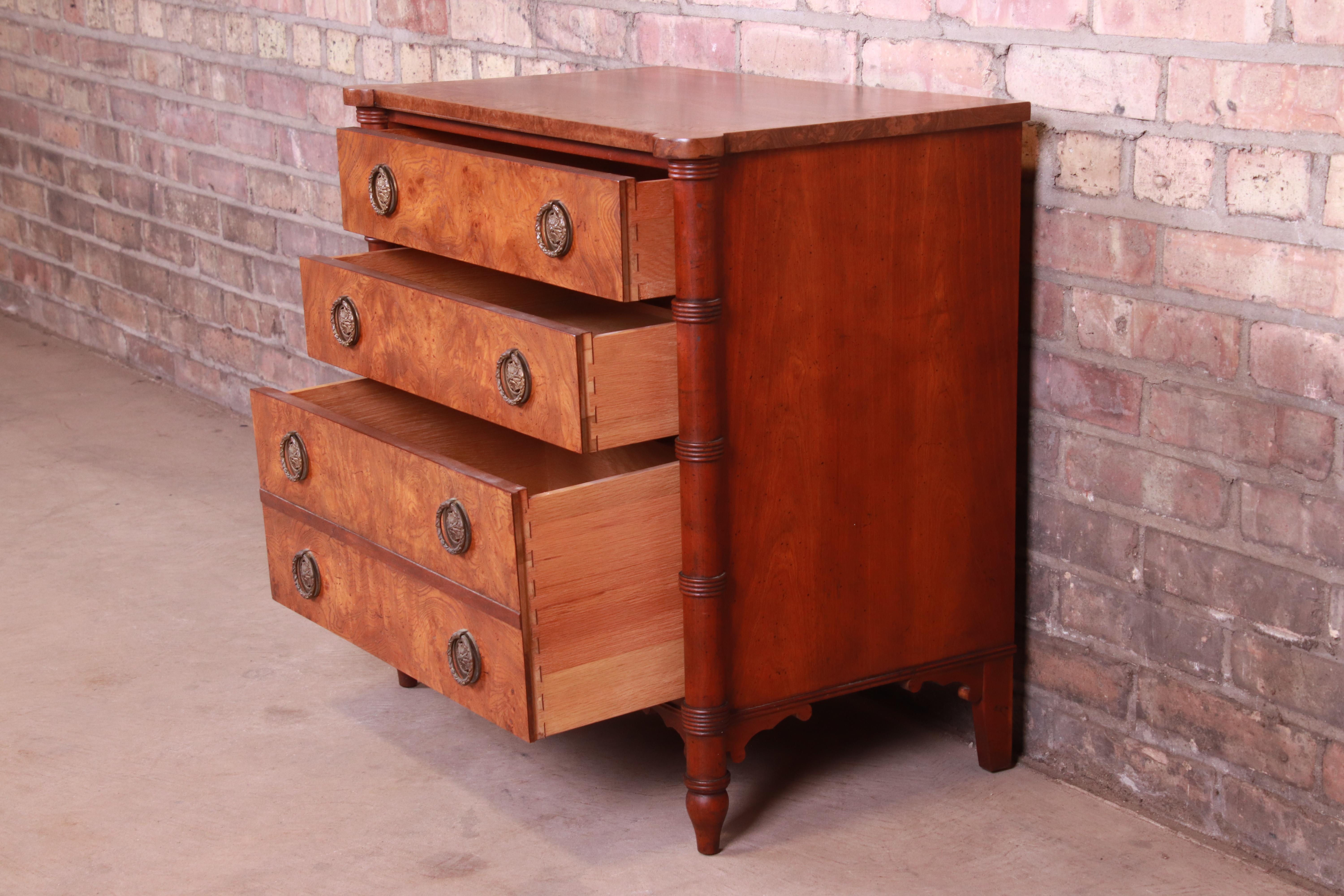 Baker Furniture Regency Burled Walnut Bachelor Chest or Commode 5