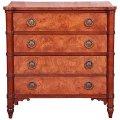 Baker Furniture Regency Burled Walnut Bachelor Chest or Commode