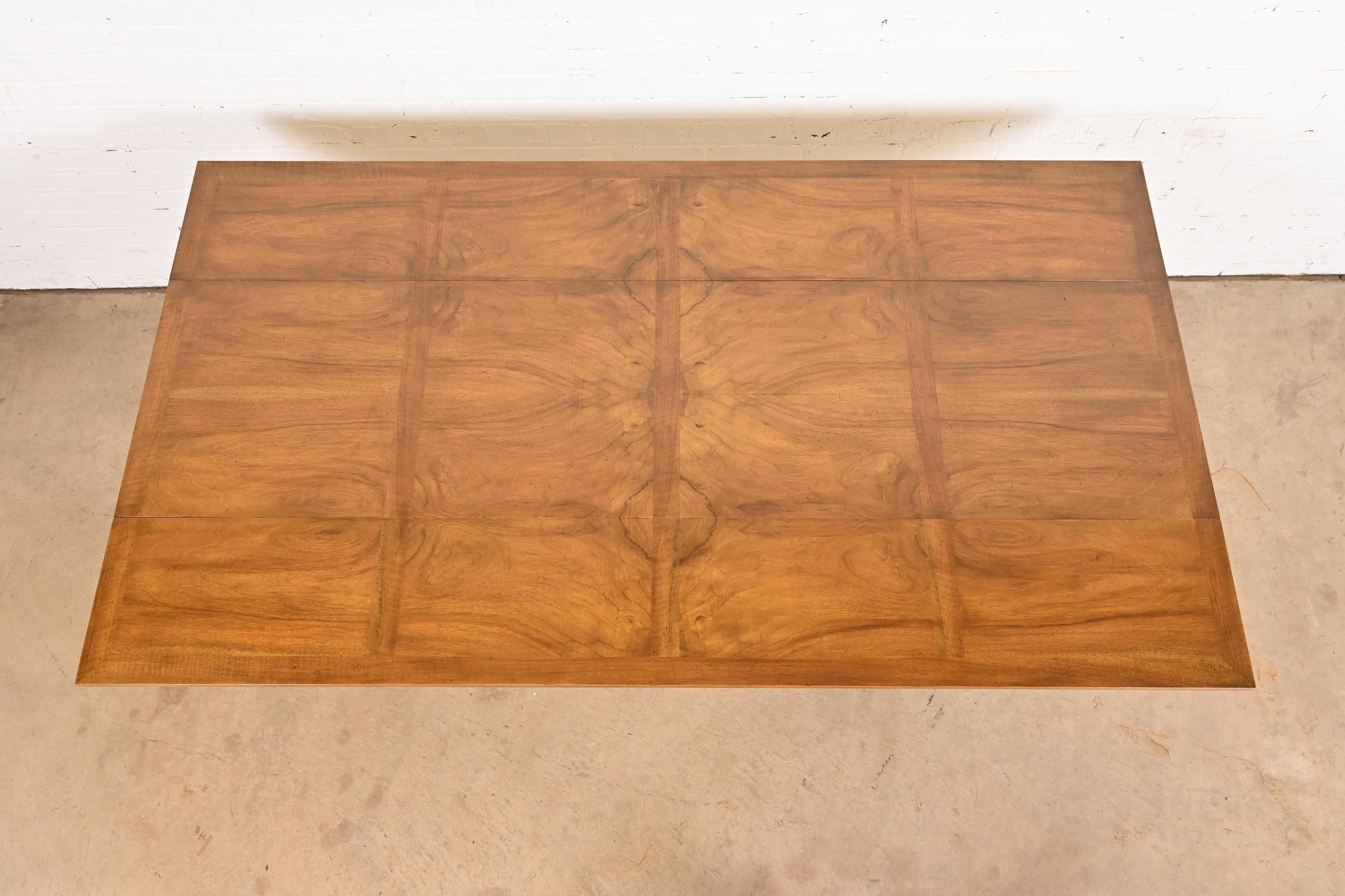 Baker Furniture Regency Burled Walnut Drop Leaf Console Dining Table, Circa 1960 1