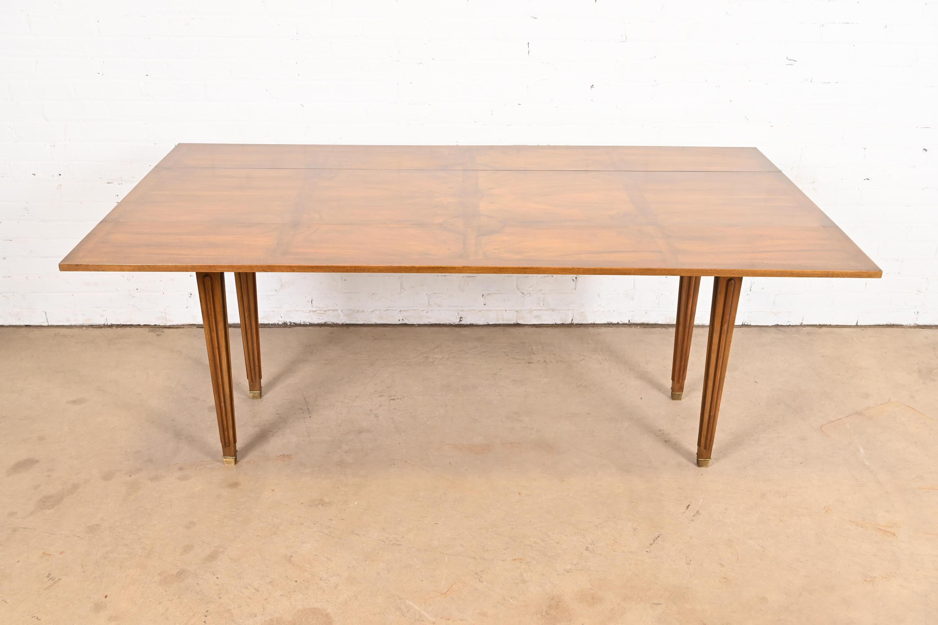 Baker Furniture Regency Burled Walnut Drop Leaf Console Dining Table, Circa 1960 2
