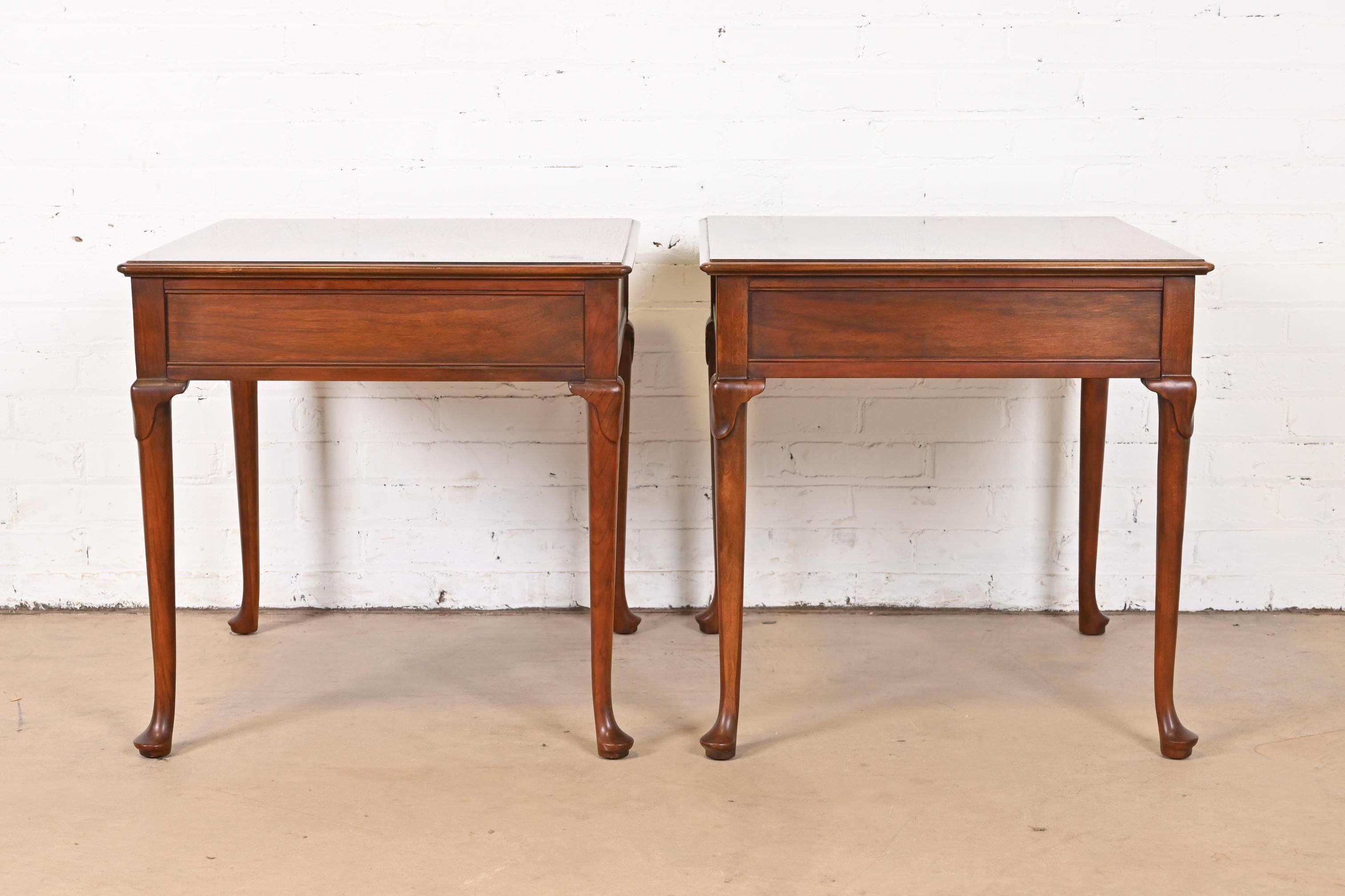 Baker Furniture Regency Burled Walnut Nightstands or Side Tables, Pair 9