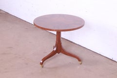 Baker Furniture Regency Burled Walnut Pedestal Tea Table, Newly Refinished