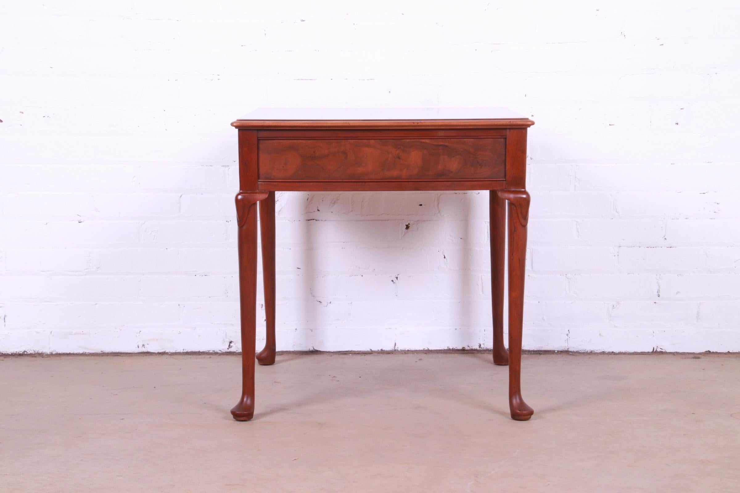 Baker Furniture Regency Burled Walnut Tea Table For Sale 7