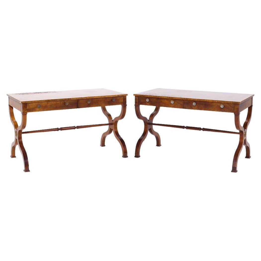 Escritorio Baker Furniture Regency Burlwood - Pareja