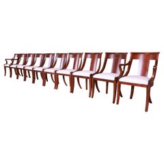 Baker Furniture Regency Carved Cherry Wood Dining Chairs, Fully Restored