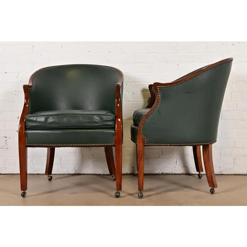 Baker Furniture Regency - Sedie da salotto in pelle di mogano intagliata, set di sei persone in vendita 5