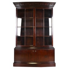 Baker Furniture Regency Carved Mahogany Lighted Breakfront Bookcase Cabinet