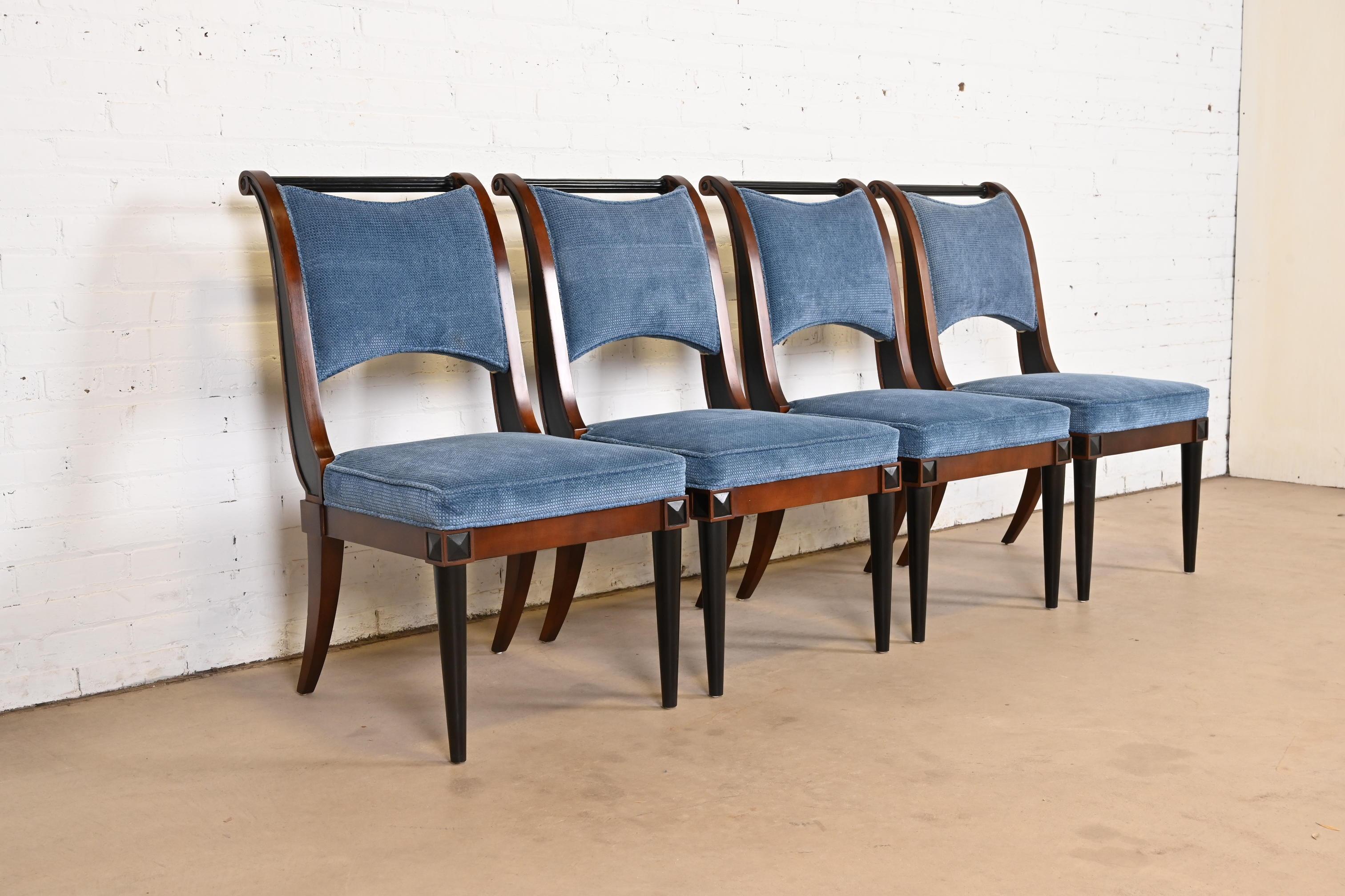 20th Century Baker Furniture Regency Cherry and Ebonized Dining Chairs, Set of Four For Sale