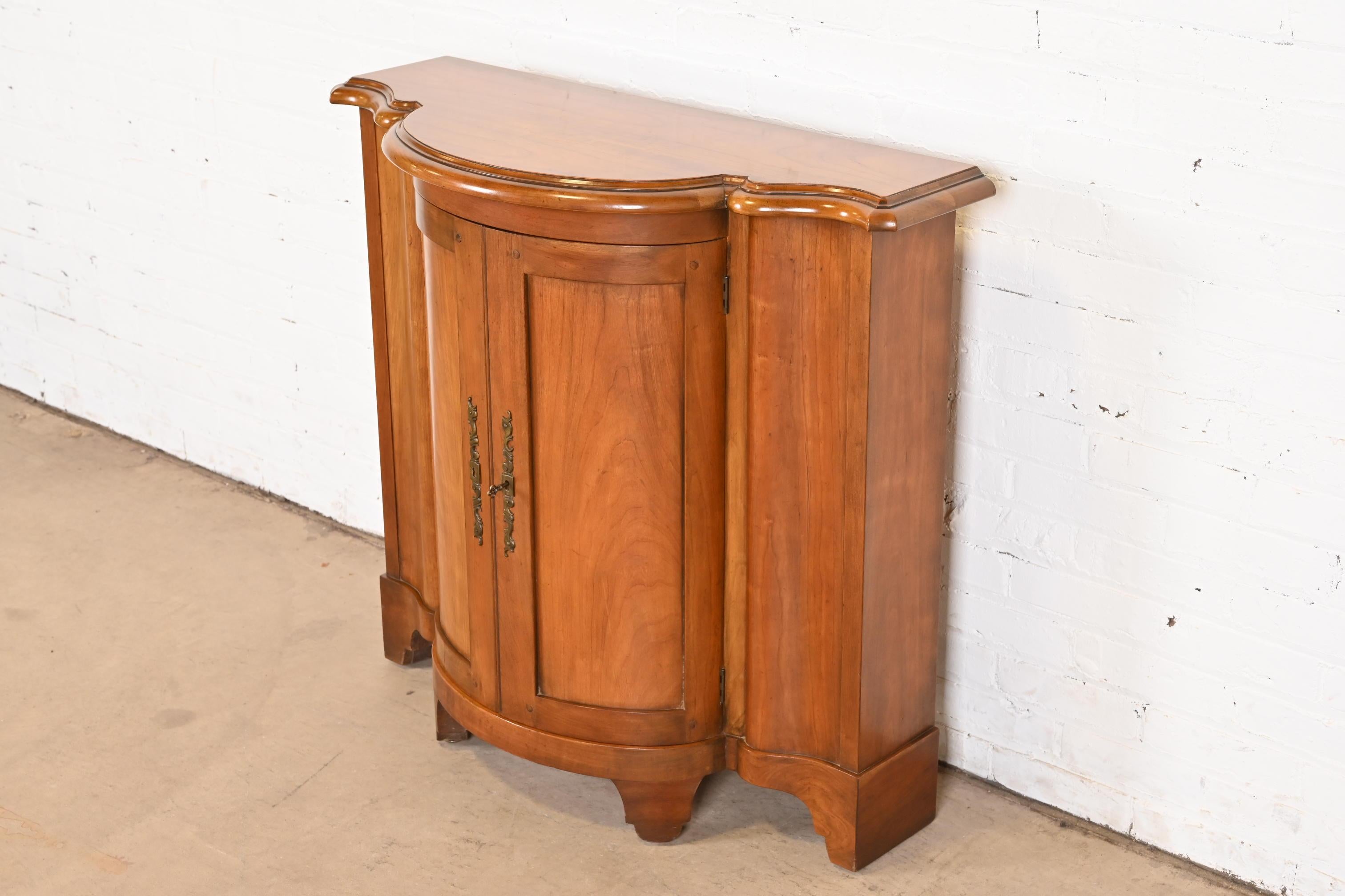 American Baker Furniture Regency Cherry Wood Demilune Console or Bar Cabinet For Sale