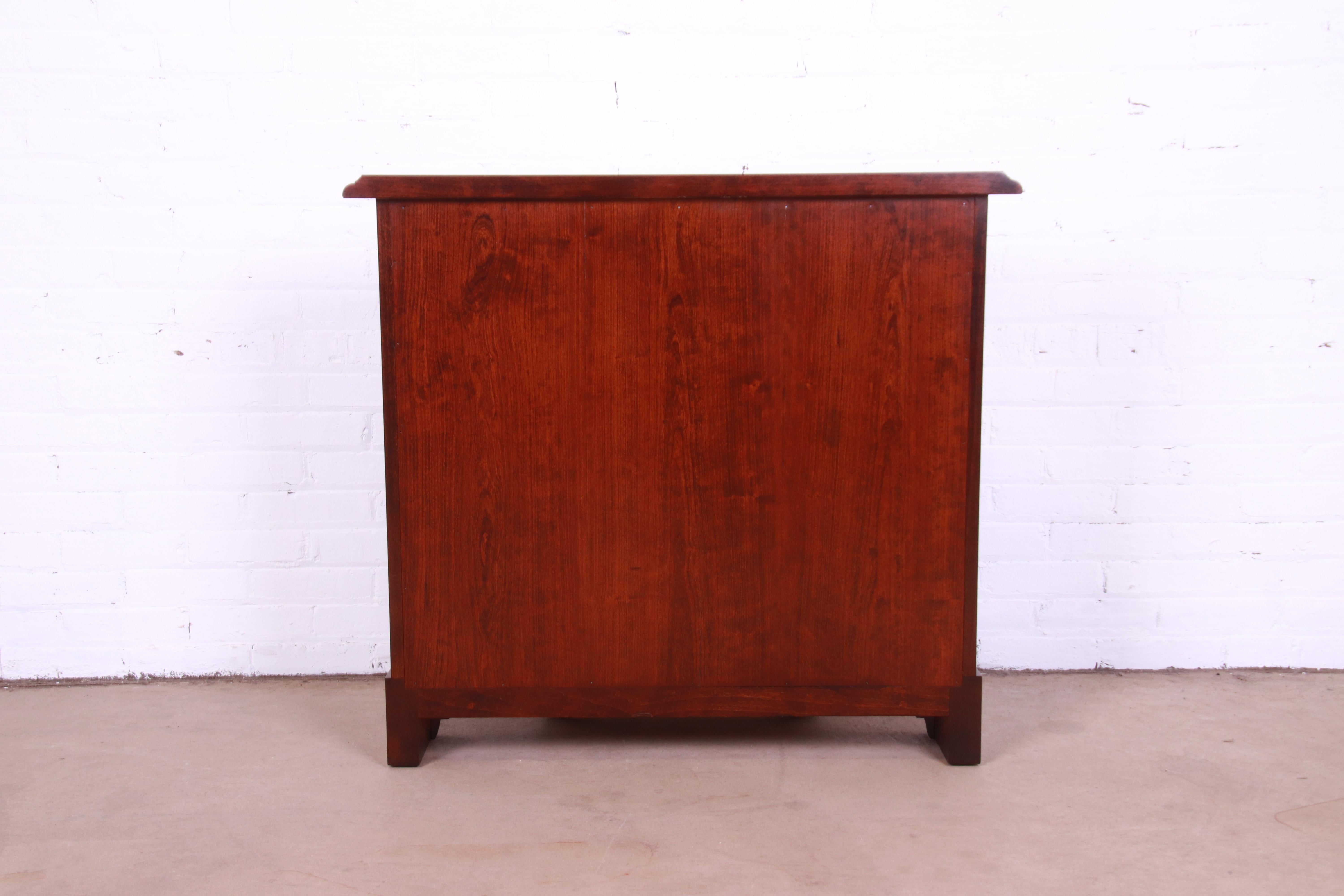 Baker Furniture Regency Cherry Wood Demilune Console or Bar Cabinet, Refinished For Sale 6