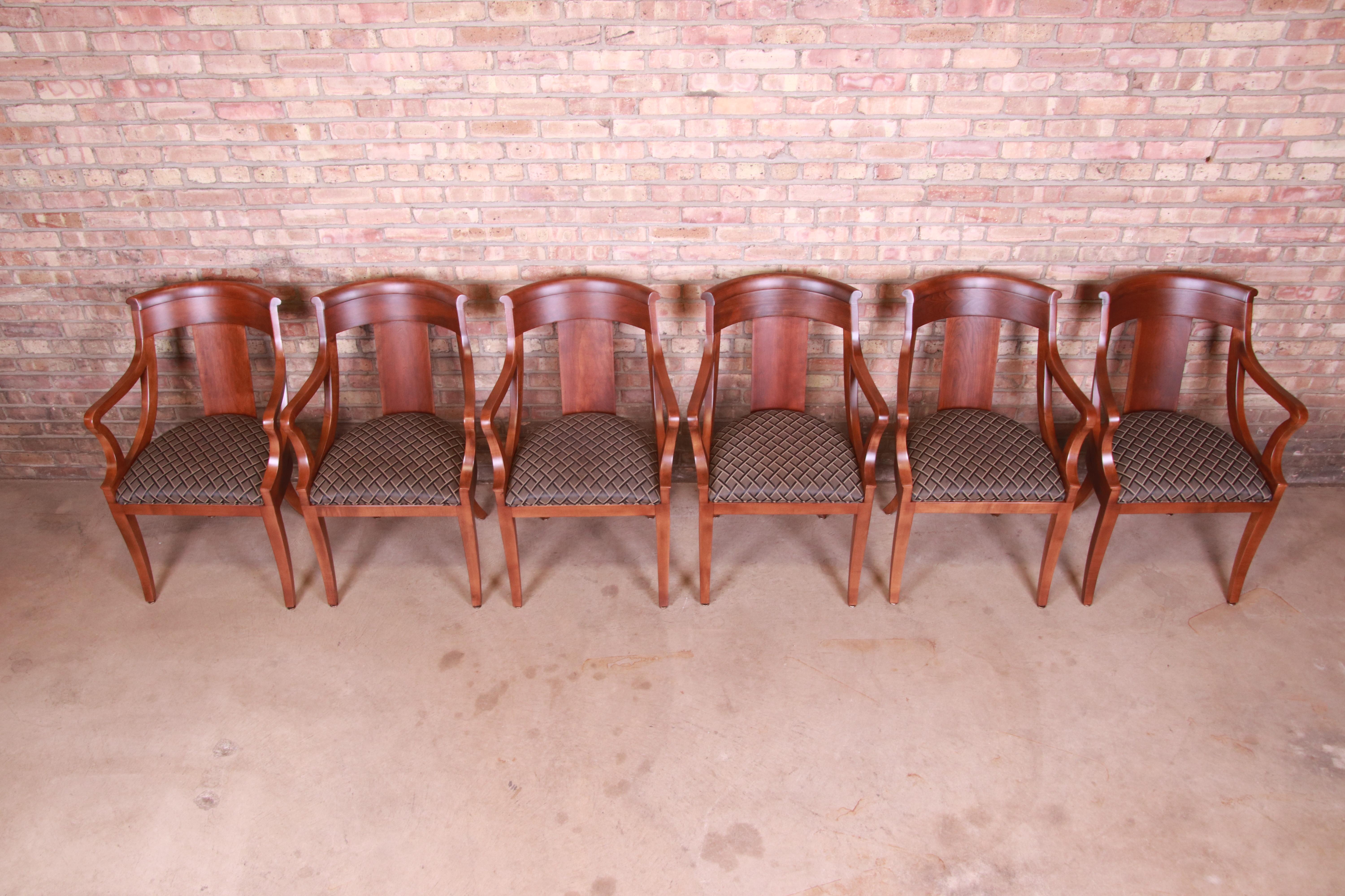 Baker Furniture Regency Cherry Wood Dining Armchairs, Newly Refinished 1