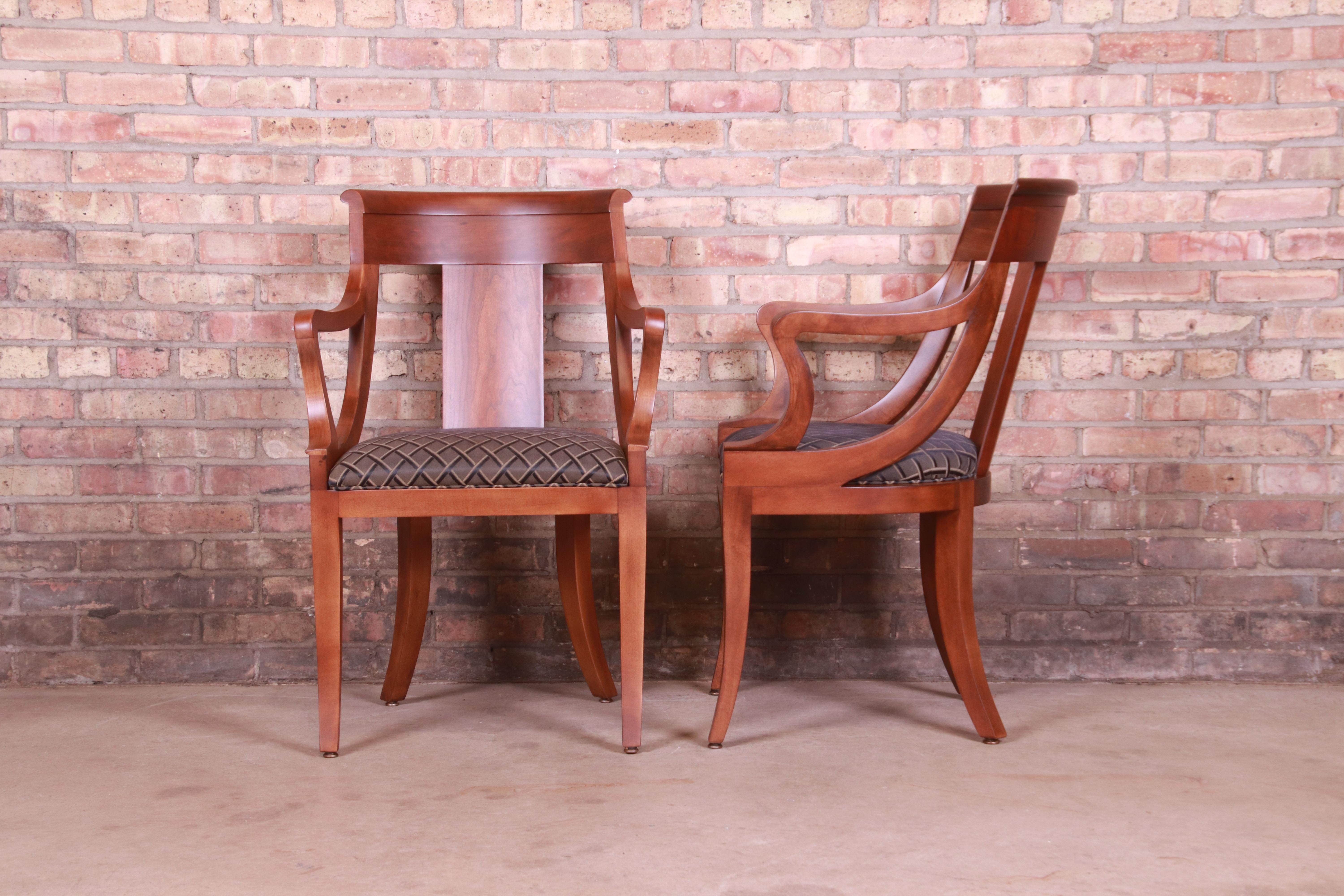 Baker Furniture Regency Cherry Wood Dining Armchairs, Newly Refinished 2