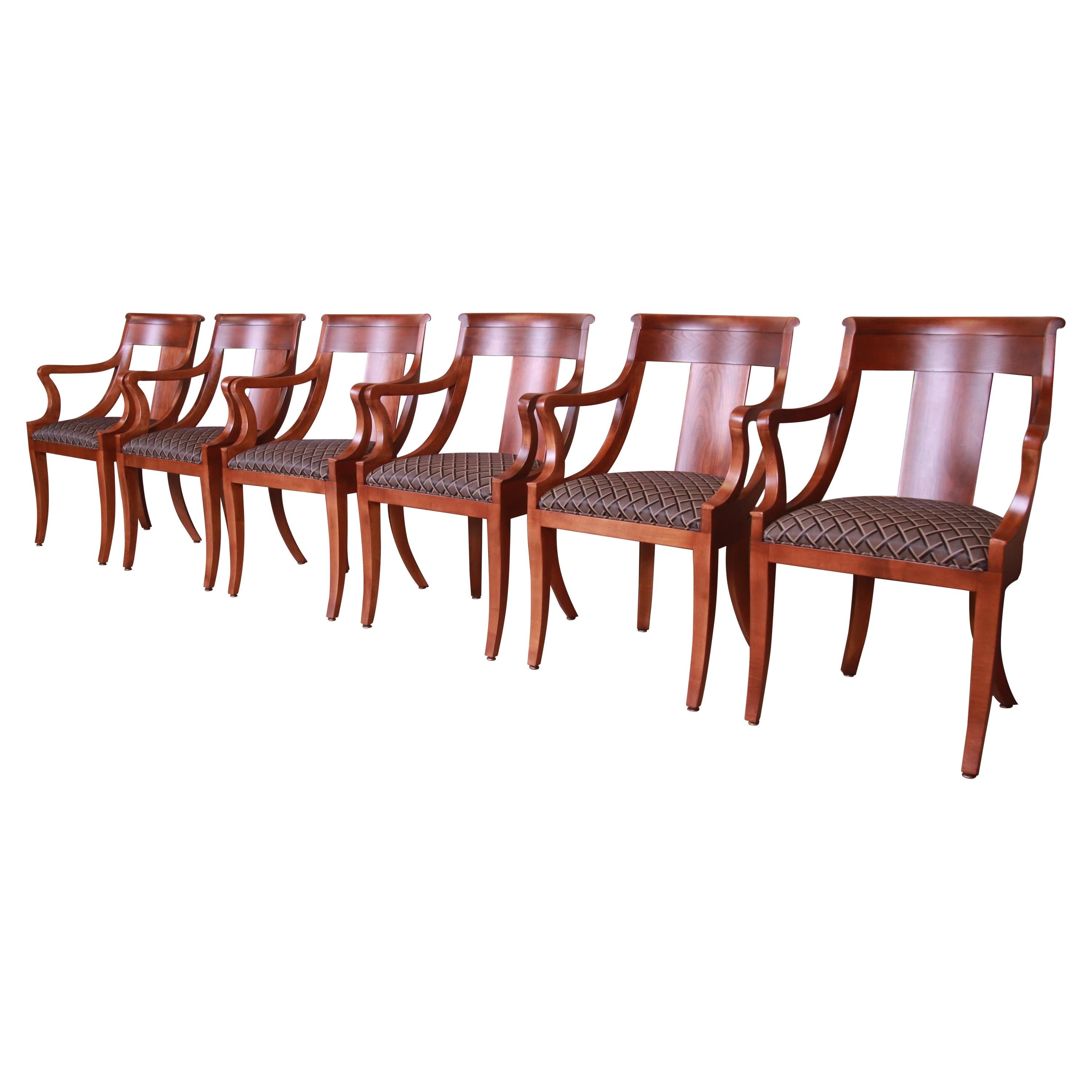 Baker Furniture Regency Cherry Wood Dining Armchairs, Newly Refinished