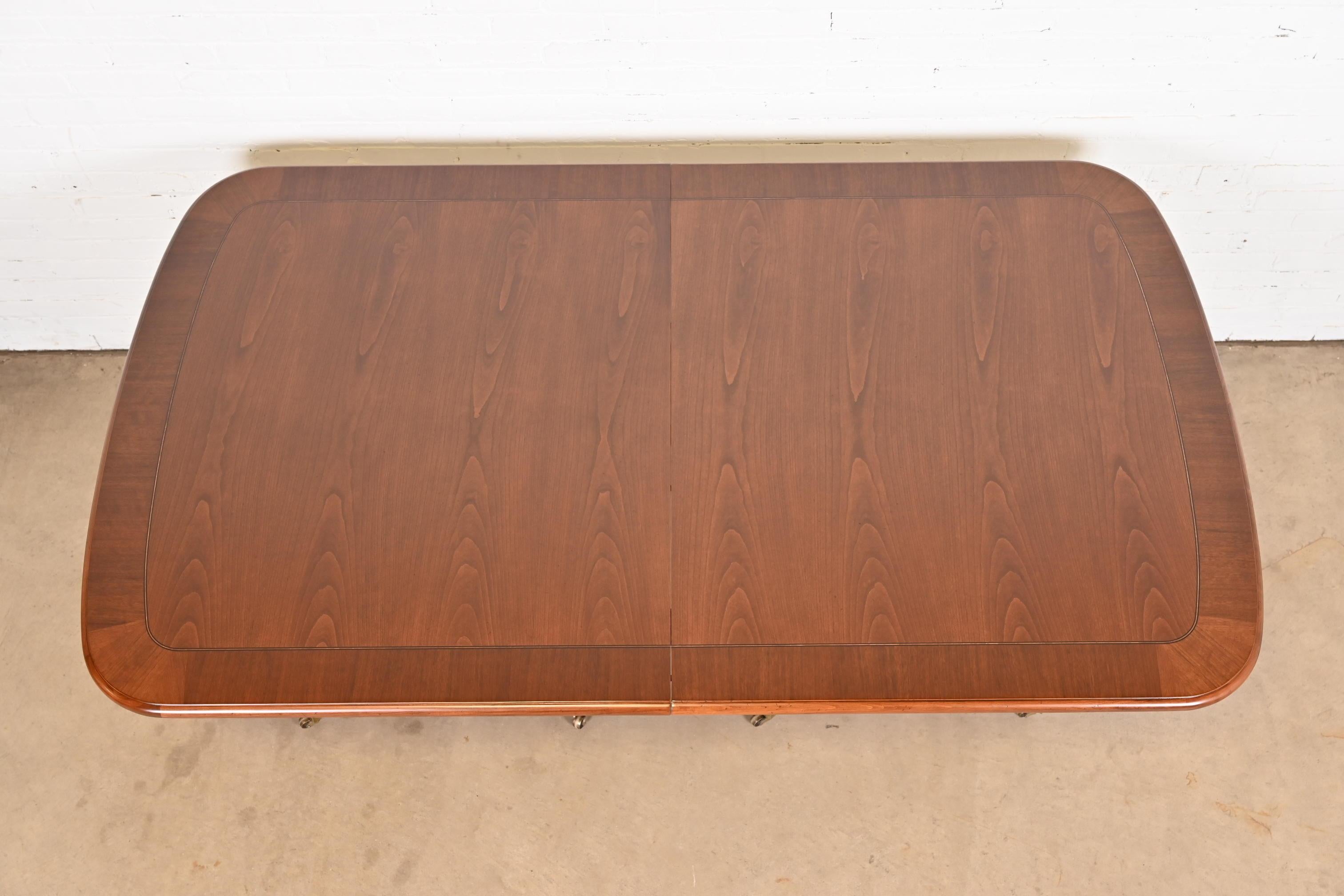 Baker Furniture Regency Cherry Wood Double Pedestal Dining Table, Refinished For Sale 8