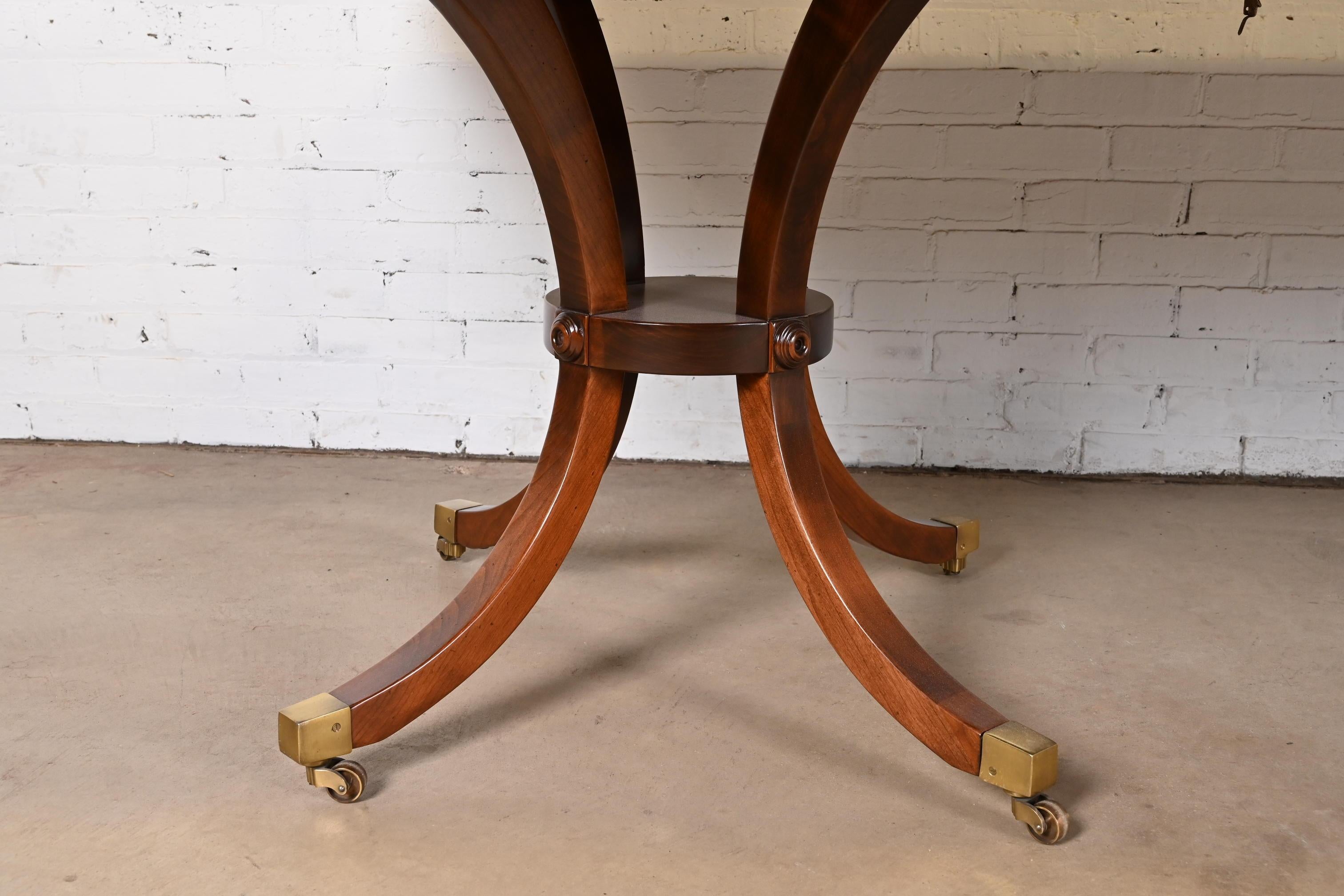 Baker Furniture Regency Cherry Wood Double Pedestal Dining Table, Refinished For Sale 10