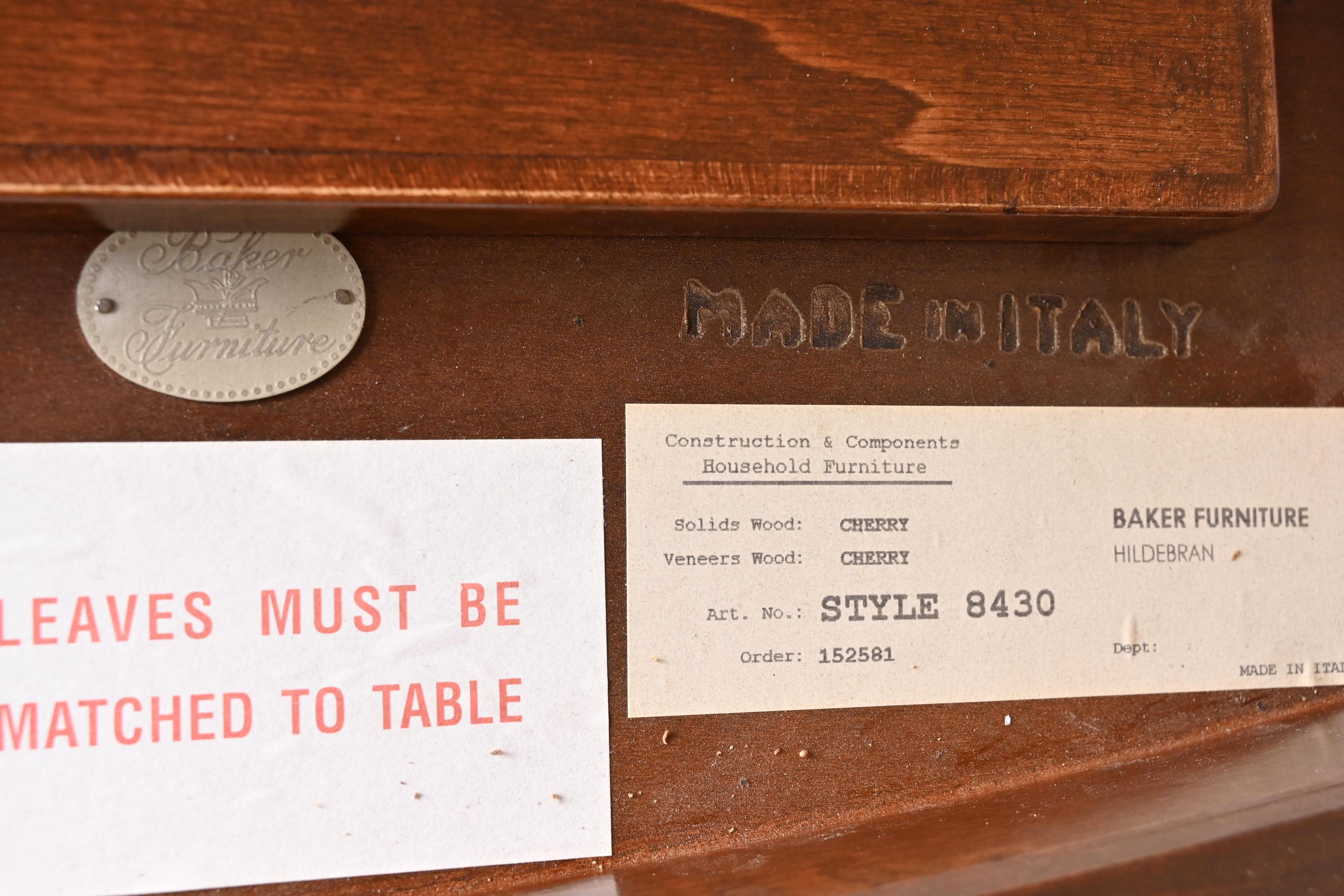 Baker Furniture Regency Cherry Wood Double Pedestal Dining Table, Refinished For Sale 12