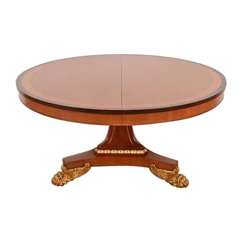 Baker Furniture Regency Cherry Wood Extension Dining Table, Newly Refinished For Sale