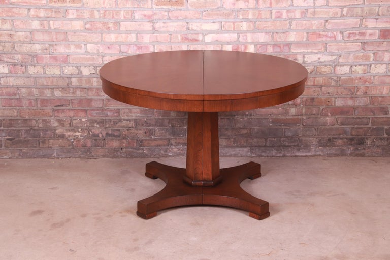 Baker Furniture Regency Cherry Wood Pedestal Dining Table, Newly Refinished For Sale 5